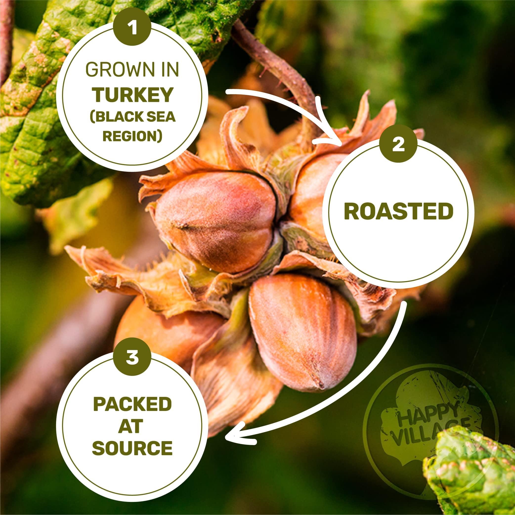 Happy Village Happy Village Organic Roasted Hazelnuts, 16 OZ Relealable Pack - Unsalted Turkish Filberts, Kosher, Non-GMO, Gluten Free Organic Filbert Nuts