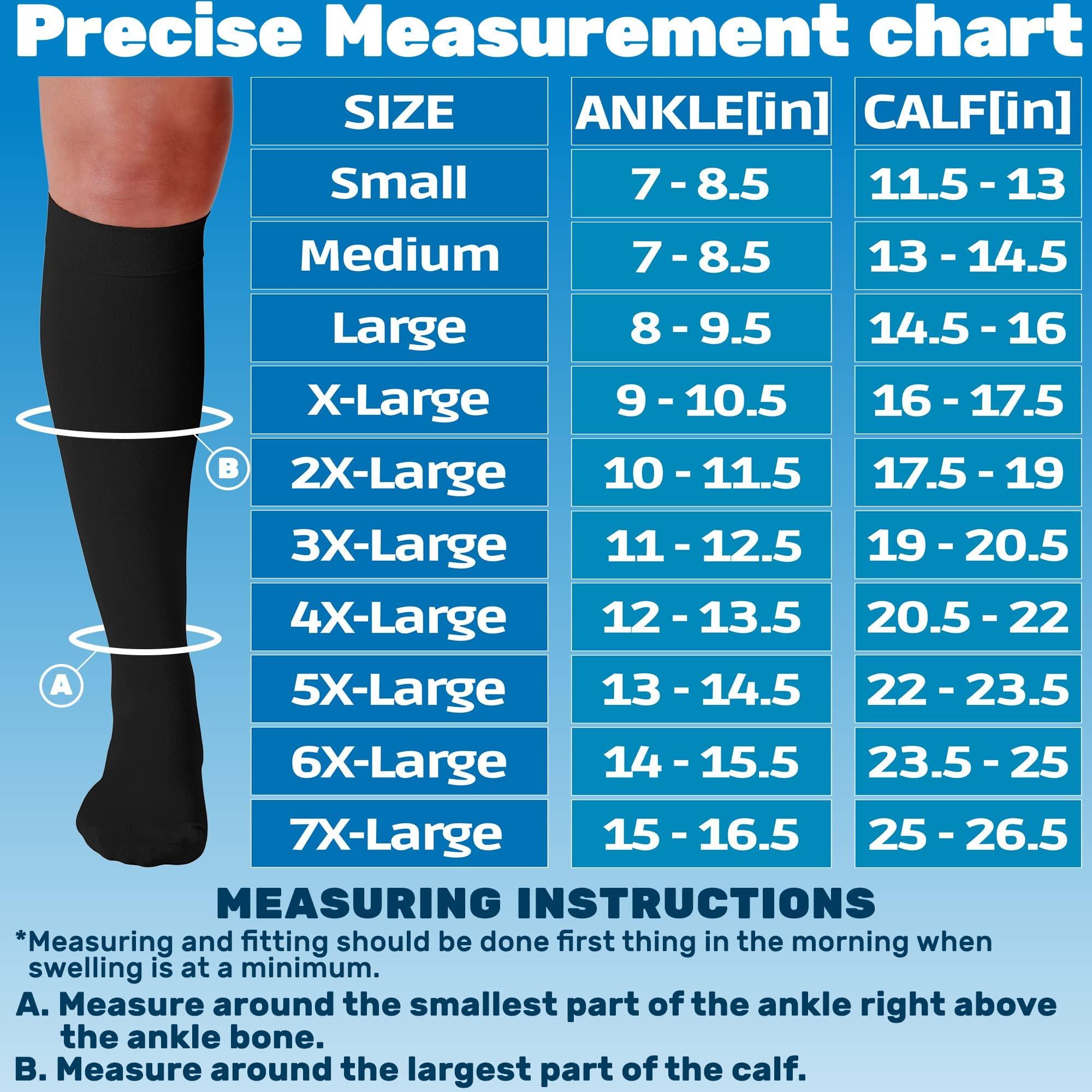ABSOLUTE SUPPORT ABSOLUTE SUPPORT (3 Pairs) Opaque Knee High Graduated Compression Socks for Women and Men 20-30mmHg | For Swelling, Edema, Sclerotherapy, Diabetic - Black, Small - A501BL1-3