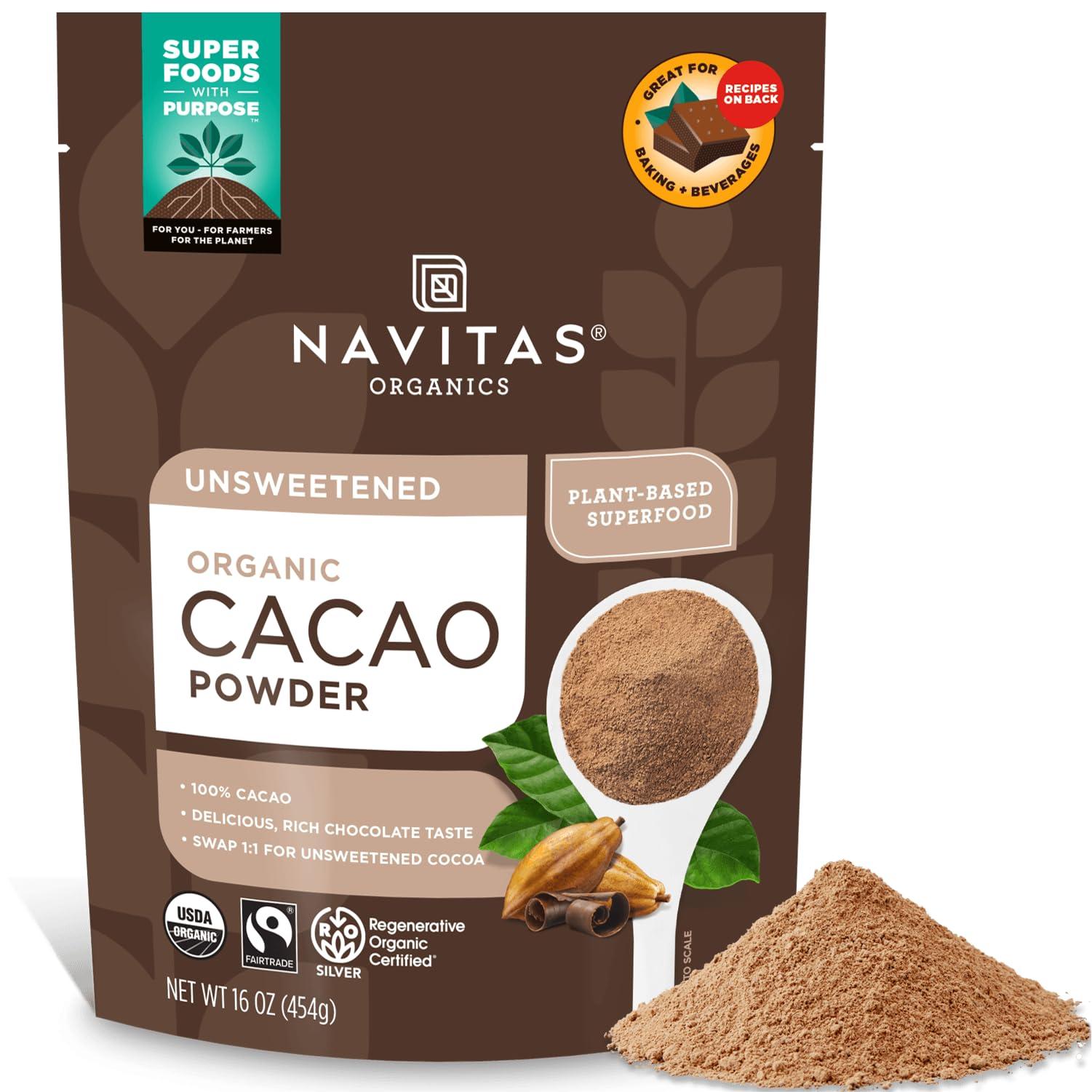 Navitas Organics Navitas Organics Organic Cacao Powder, Non-GMO, Fair Trade, Gluten-Free, 16 Ounce