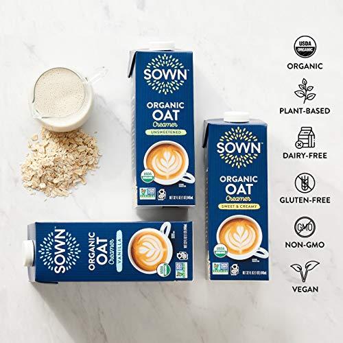 SOWN SOWN Organic Oat Creamer Sweet & Creamy - Barista Oat Milk Non Dairy Coffee Creamer - Plant Based, Dairy-Free, Vegan, Gluten-Free, Non-GMO, Shelf Stable - 32oz (Pack of 3)