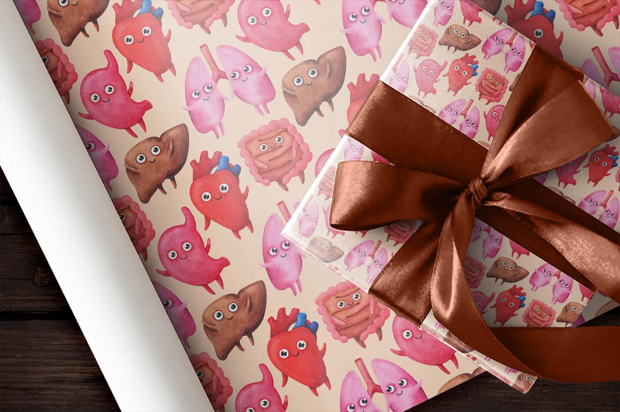 Generic Funny Organs Medical Gift Wrap Doctor Wrapping Paper First Reponder Nurse Theme Party Decor (12 foot x 30 inch roll)