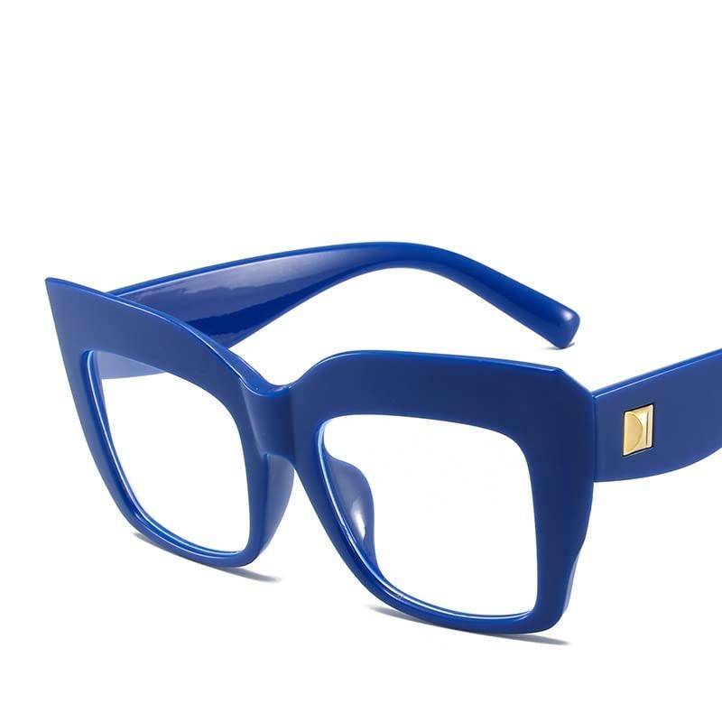 NEWADA NEWADA Oversized Cat Eye Sturdy Personality Colorful Reading Glasses Women, Large Frame Blue Light Blocking Computer Readers (Color : Blue-Green, Size : +200)