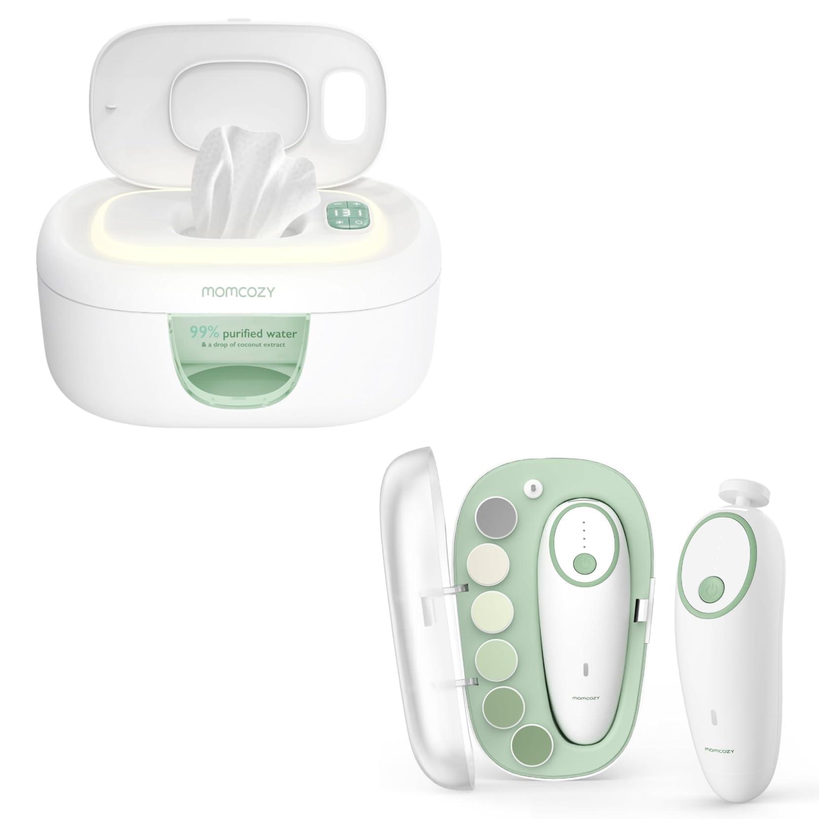 Momcozy Momcozy Baby Nail File Electric, Gentle Baby Nail Trimmer Electric Rechargable & Momcozy Baby Wipe Warmer, Innovative Spring Design, Large Capacity Wipes Dispenser