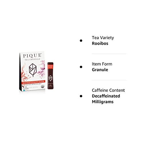 PIQUE Pique Organic Rooibos Tea - Naturally Caffeine-Free Herbal Tea, Powerful Antioxidants for Healthy Immune System & Digestion, Pure South African Red Bush - 14 Single Servings (1 Pack)