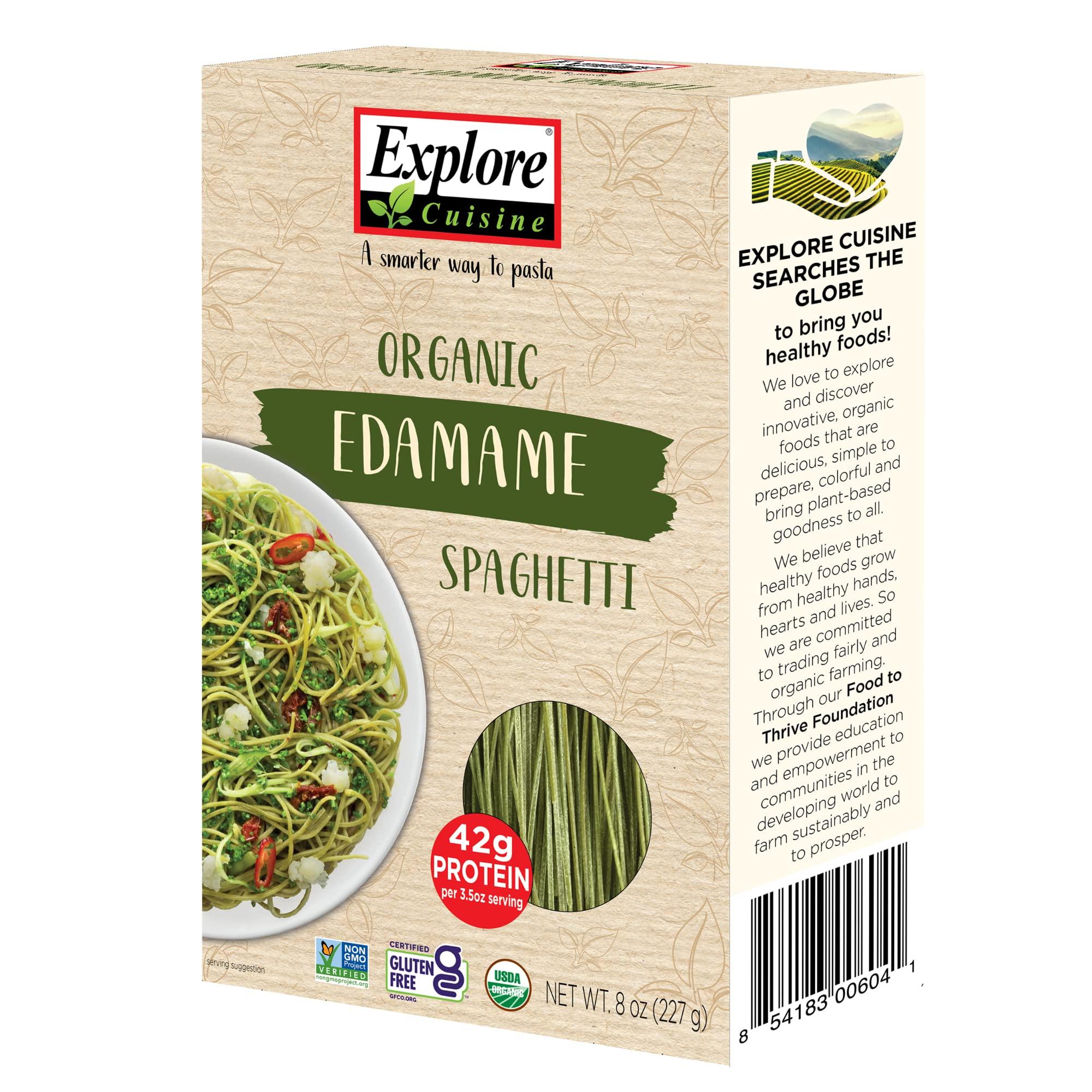 EXPLORE CUISINE Explore Cuisine Organic Edamame Spaghetti - 8 oz, Pack of 2 - Easy-to-Make Pasta - High in Plant-Based Protein - Non-GMO, Gluten Free, Vegan, Kosher - 8 Total Servings