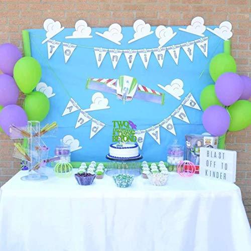 HEETON Two Infinity and Beyond Cake topper Light year Toy Inspired Story 2nd Buzz Birthday Party Supplies Decorations Photo Prop for Girl Boy Baby Bday