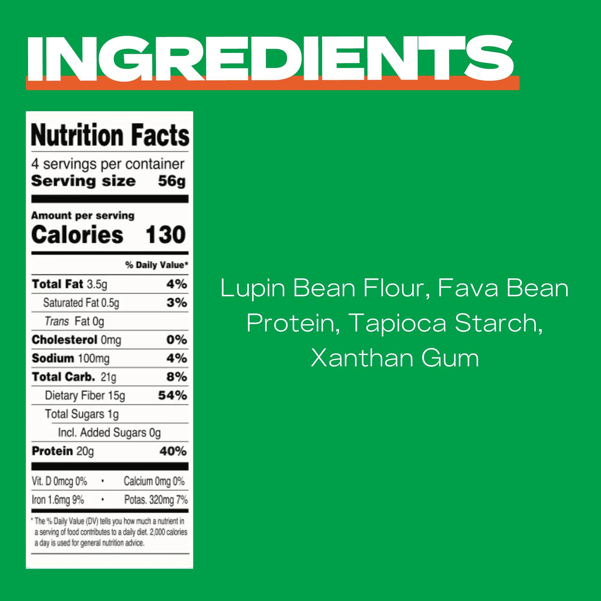 Kaizen Food Company Kaizen Low Carb Keto Pasta Fusilli - High Protein (20g), Gluten-Free, Keto-Friendly (6g Net), Plant-Based Lupini Noodles made w/High Fiber Lupin Flour - 8 ounces (Pack of 3)