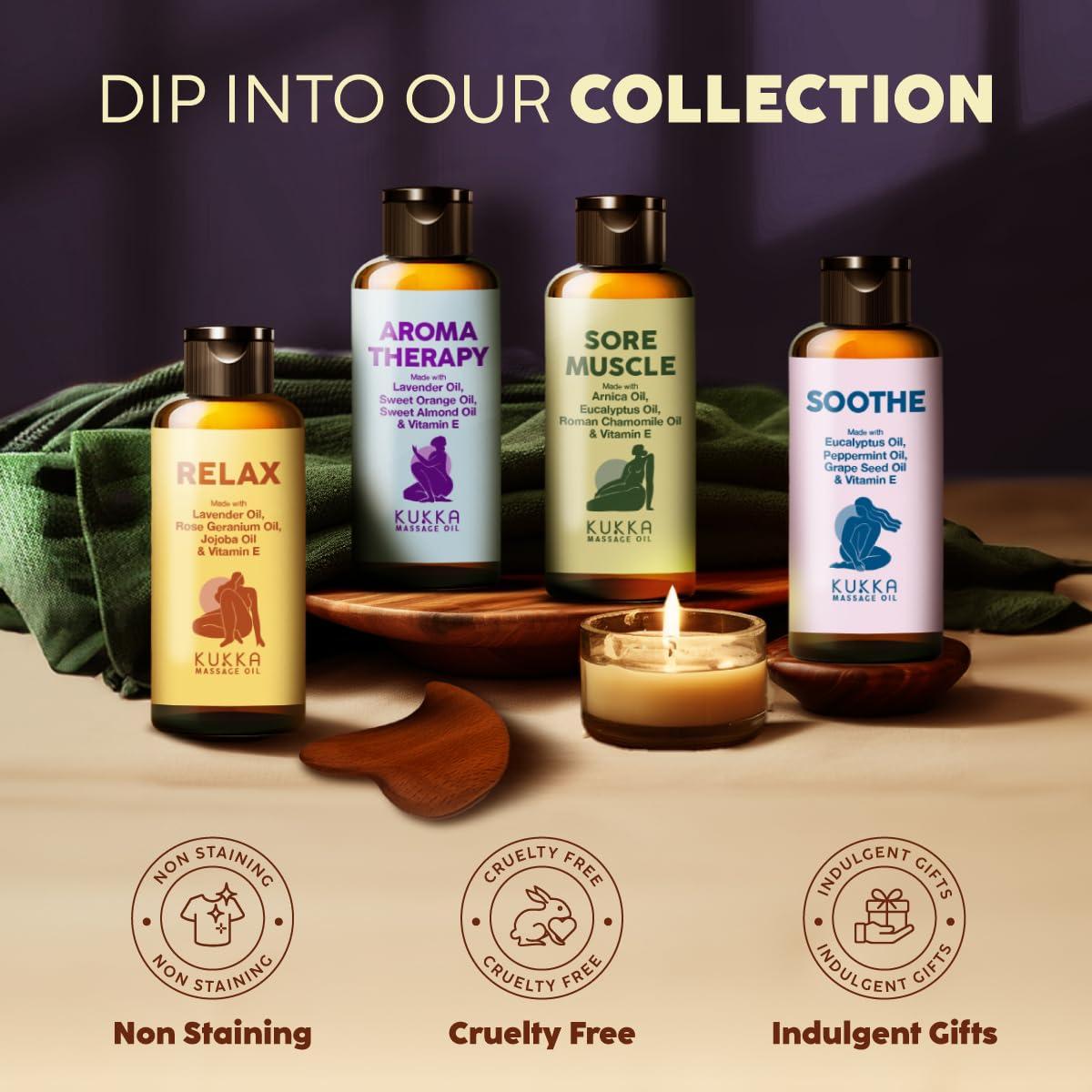 KUKKA essential oils Kukka Aromatherapy Massage Oil (6.76 fl oz) & Aromatherapy Massage Oil (3.4 fl oz) Set - 100% Natural Body Oils for Women & Men - Spa Quality & Light Weight