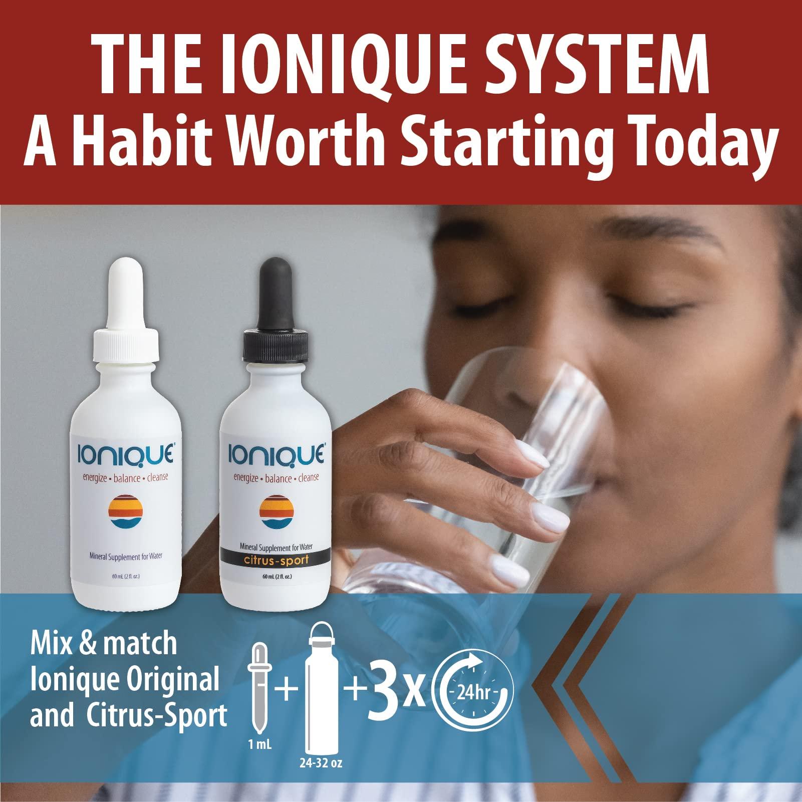 Ionique Ionique Mineral Supplement for Water - Make Ultra-Premium Mineral Water - Magnesium, Trace Mineral & Electrolyte Hydration System, Mineralize Filtered and RO Water, Two 2 oz Bottles of Liquid Drops