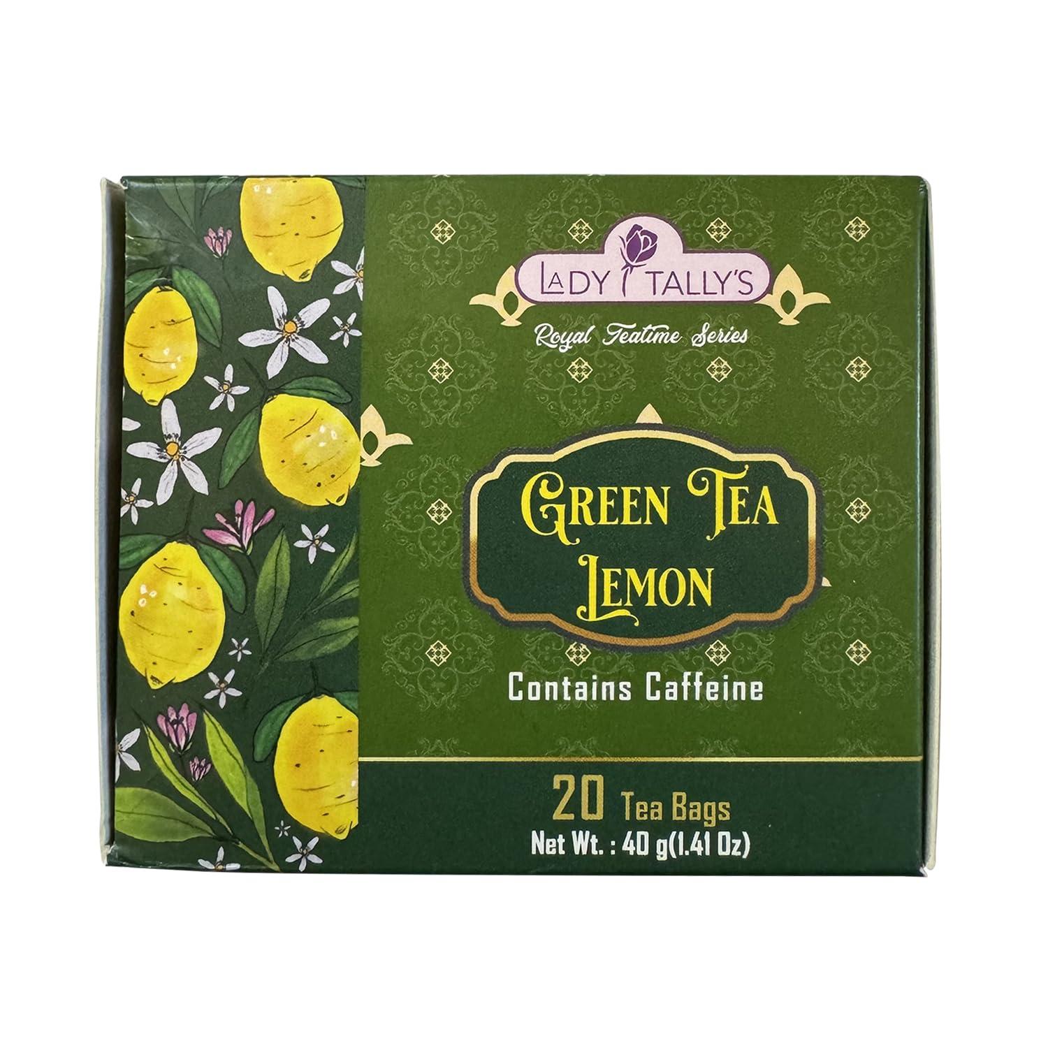 Herbal Cup Herbal Cup Tea - Lady Tallys Green Tea Lemon, Rich Flavor and Aroma for Daily Indulgence, Caffeinated, Enjoy Hot Cold Summer Winter, 20 Teabags (Pack of 1)