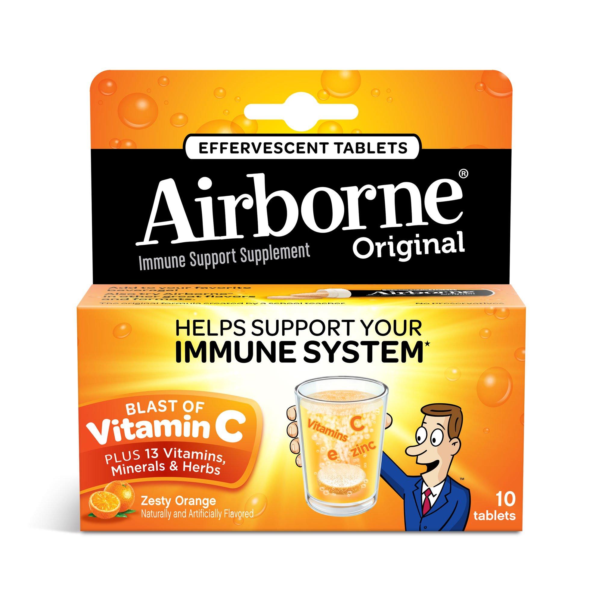 Airborne Airborne Effervescent Health Formula Tablets, Orange, 10 Count