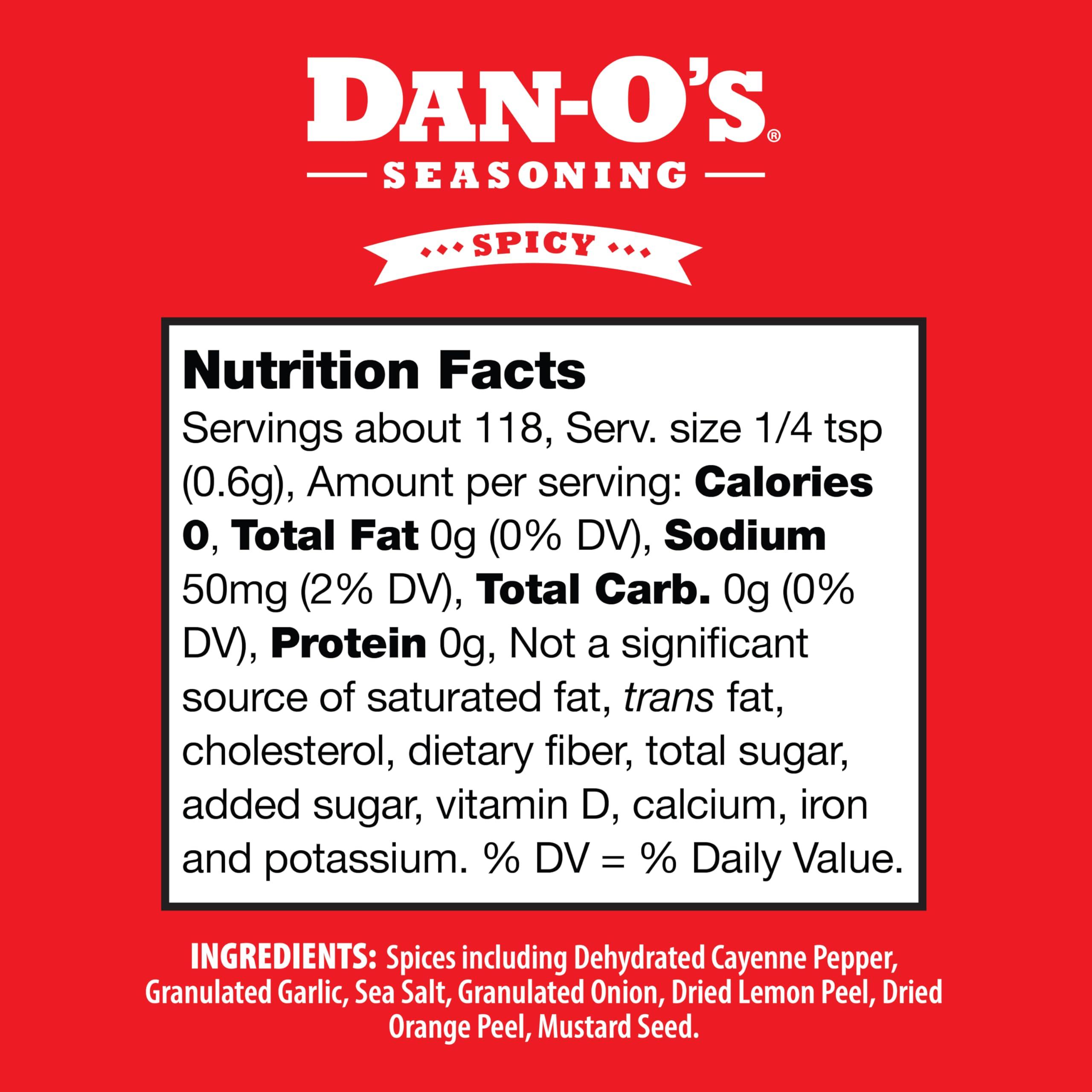 Dan-O\'s Dan-O\'s Spicy Seasoning - Great on Chicken, Meats, Veggies - All-Purpose, All-natural, Sugar Free, Zero Calorie, Savory Seasoning for Cooking Anything, Marinade, Rub, Gumbo - X-Small bottle (2.5 oz)