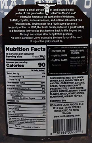 NO MANS LAND BEEF JERKY No Man’s Land BLACK PEPPER Beef Jerky High Protein Low Calorie Low Carb Beef Snack 16oz Bag