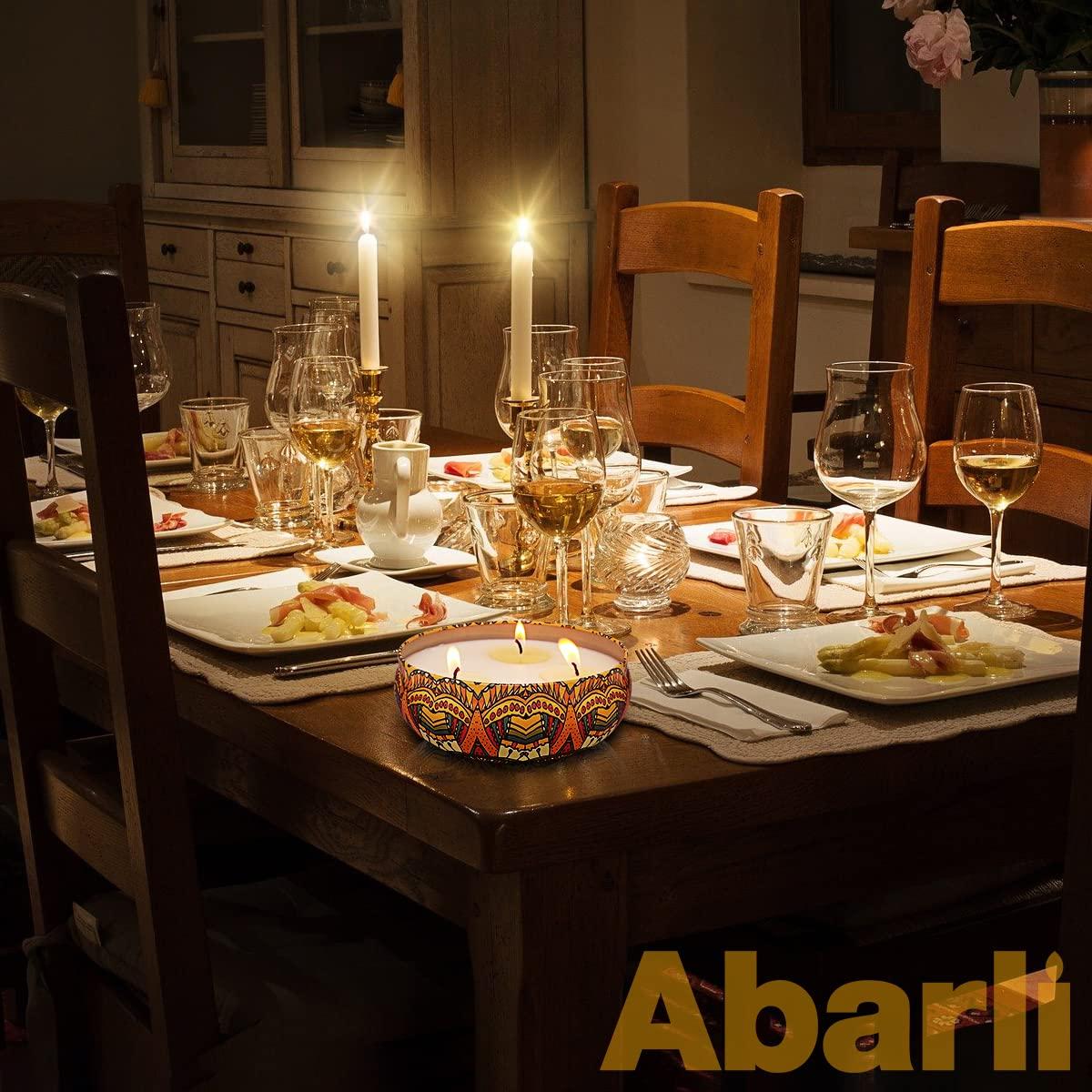 Abarli Abarli Citronella Candle Outdoor Large 3 Wick 13.5oz Soy Wax with Cover for Patio Porch, 75 Hour Burn, Blue and White, Citronella Candle