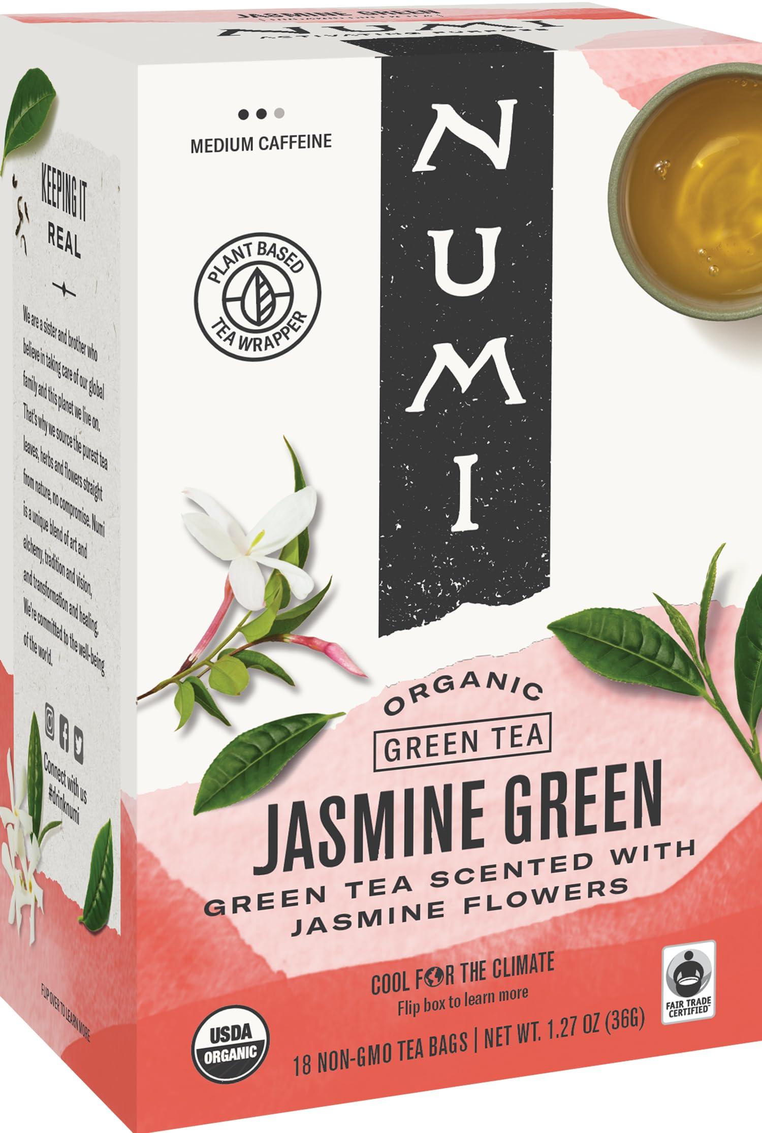 Numi 2 Pack of Numi Tea Jasmine Green Tea - Medium Caffeine - 18 Bags - 95%+ Organic -