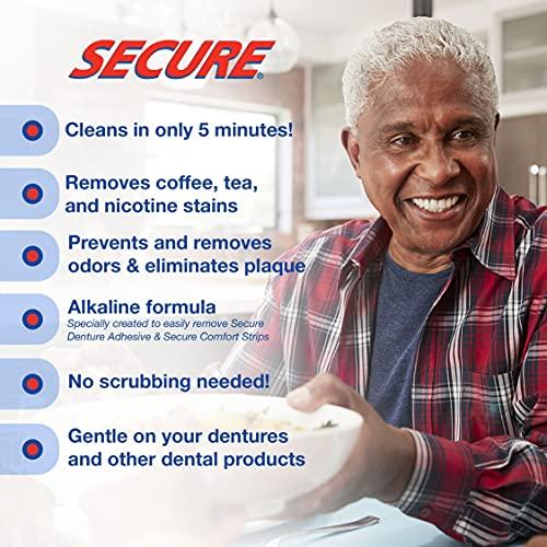Secure Secure Anti-Plaque Cleansing Tablets PH Formula Removes Odors, Stains, Bacteria, Germs - Deeply Clean Dentures, Partials, Nightguards, Retainers in 5 Minutes - Zinc Free - 32 Tablets (1 Pack)