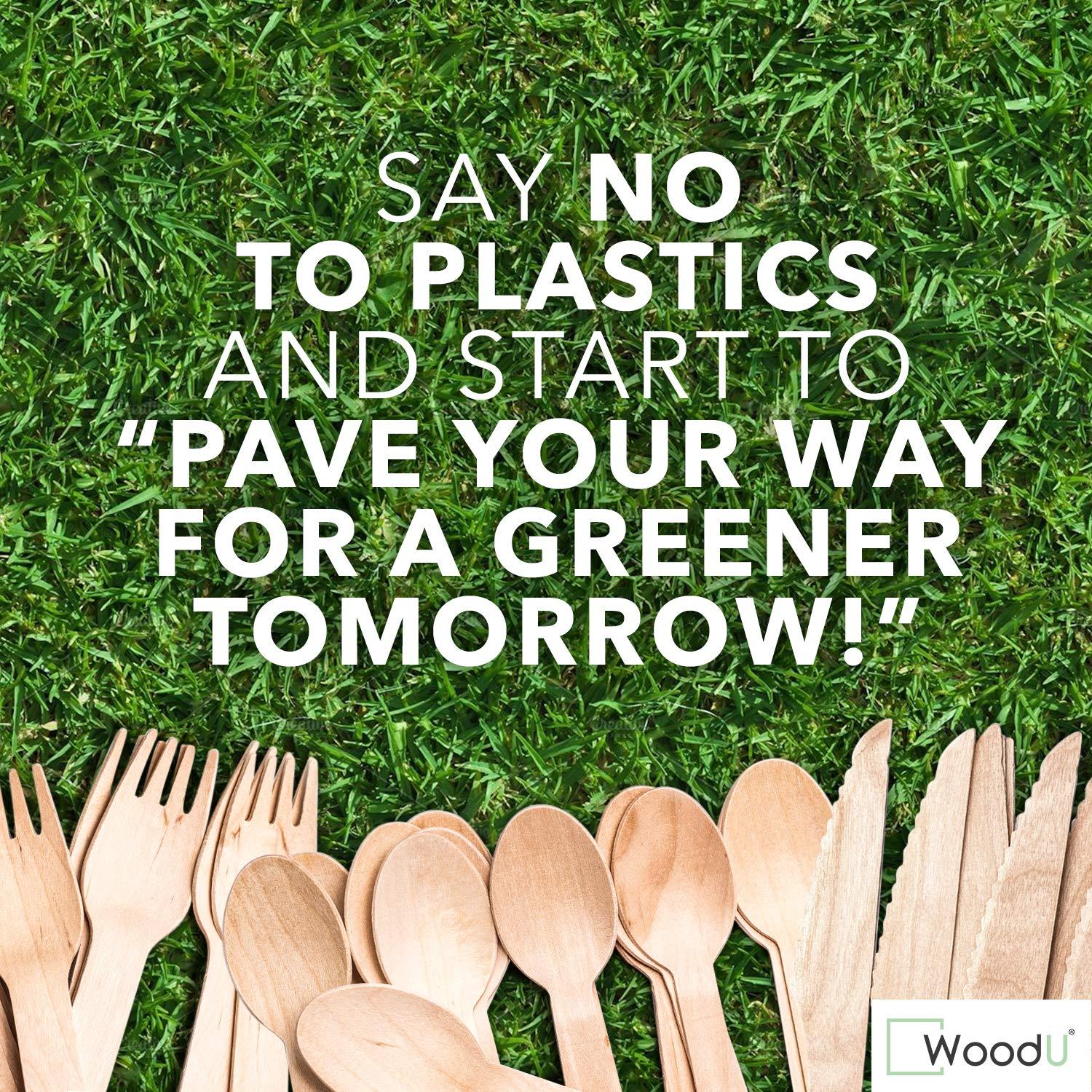 WoodU Disposable Wooden Spork by WoodU | 100% All-Natural, Eco-Friendly, Biodegradable, and compostable Spork - Pack of 100-6.5\" spork wood cutlery