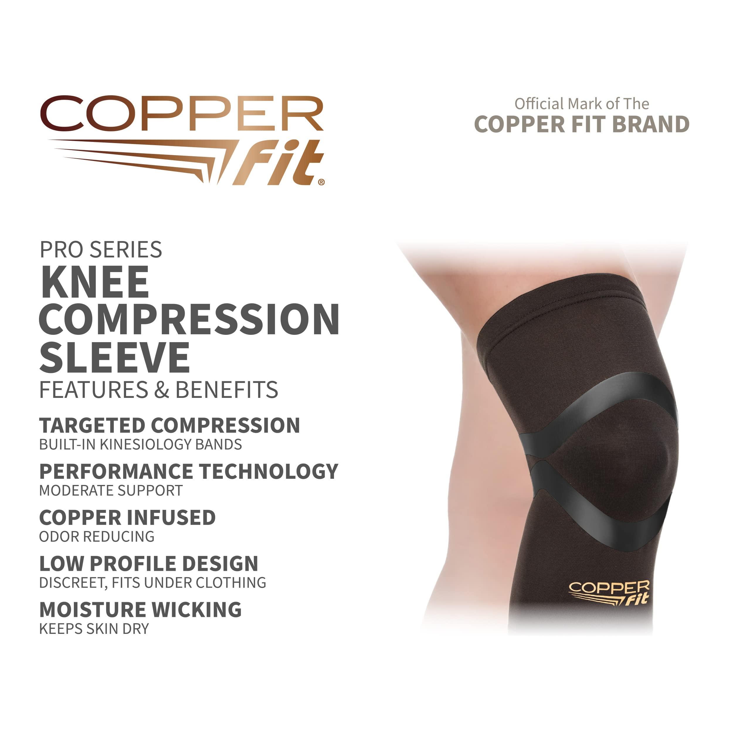 Copper Fit Copper Fit Pro Series Compression Knee Sleeve, Black with Copper Trim, X-Large,Packaging may Vary