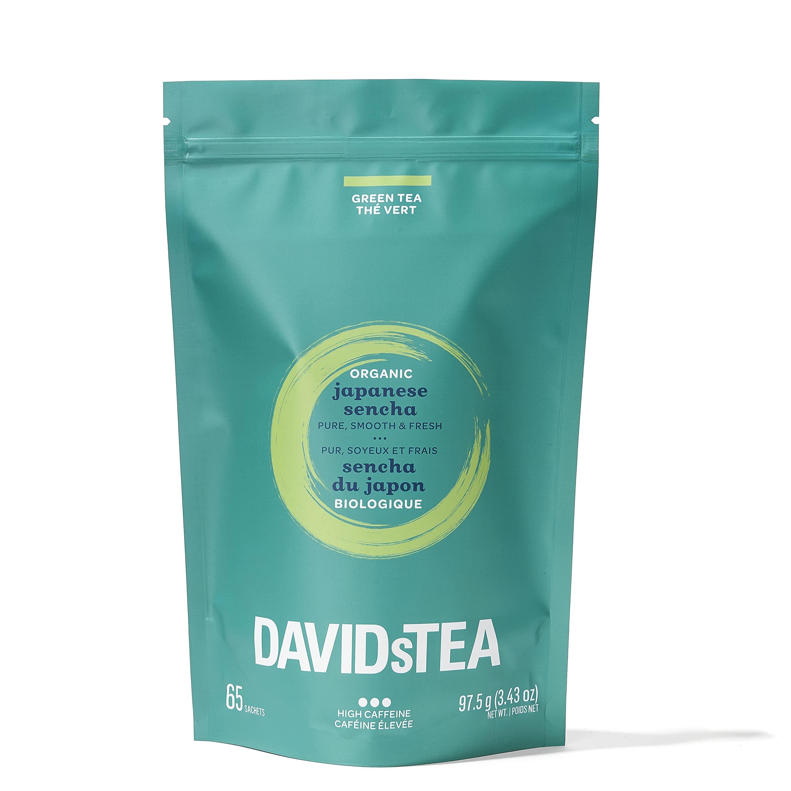 DAVIDsTEA DAVIDsTEA Organic Japanese Sencha Sachets Tea Bags, Premium Green Tea in 65 Sachet Tea Bags, 97.5 g / 3.43 oz