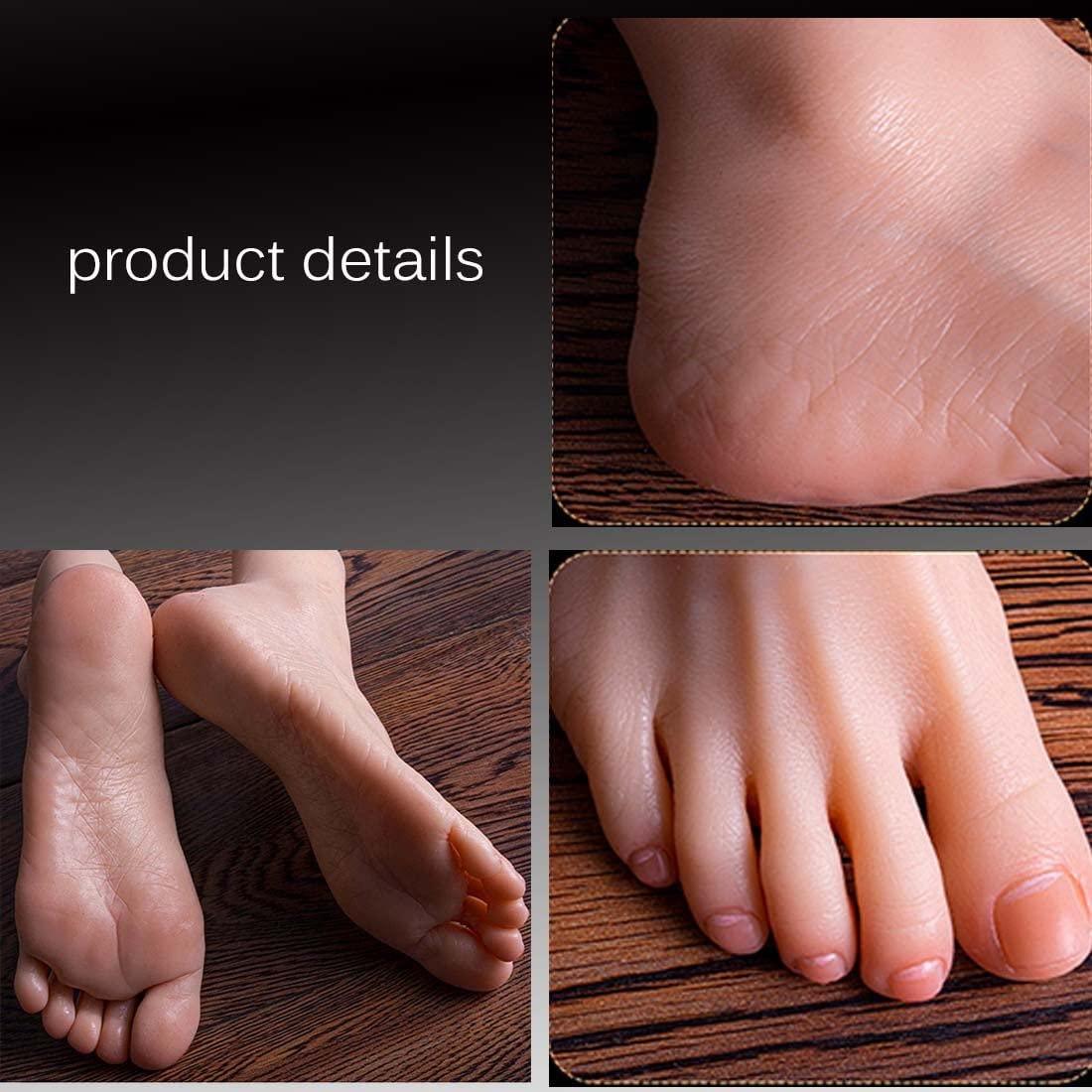 QCMGBH Simulation Foot Model, Real Cast, Foot Model, Prosthetic Foot Display, Nail Art, Costume Props,silicone Foot Model,Bone-1pair