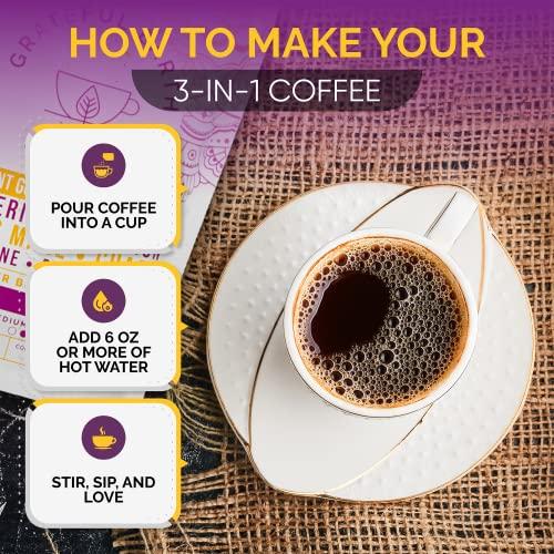 Grateful Earth Grateful Earth Mushroom Coffee, Coconut Instant Coffee with Cinnamon, Turmeric, Lions Mane Mushrooms, L-Theanine, Chaga, Super Brain Blend For Energy & Immune Support, Dairy & Gluten Free, 20 Packets