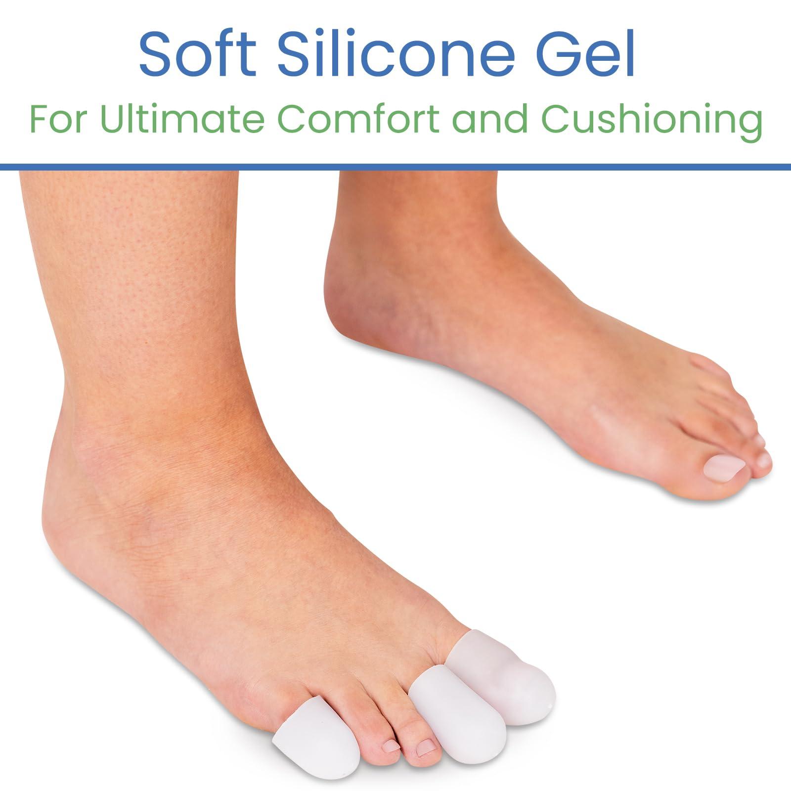 VIVEsole ViveSole Soft Gel Toe Protectors for Men & Women- Toe Caps for Foot Pain Relief - Flexible Cushion Sleeves for for Blisters, Ingrown Toenails, Hammer Toes, Corns, Calluses, Blisters (Variety Pack)