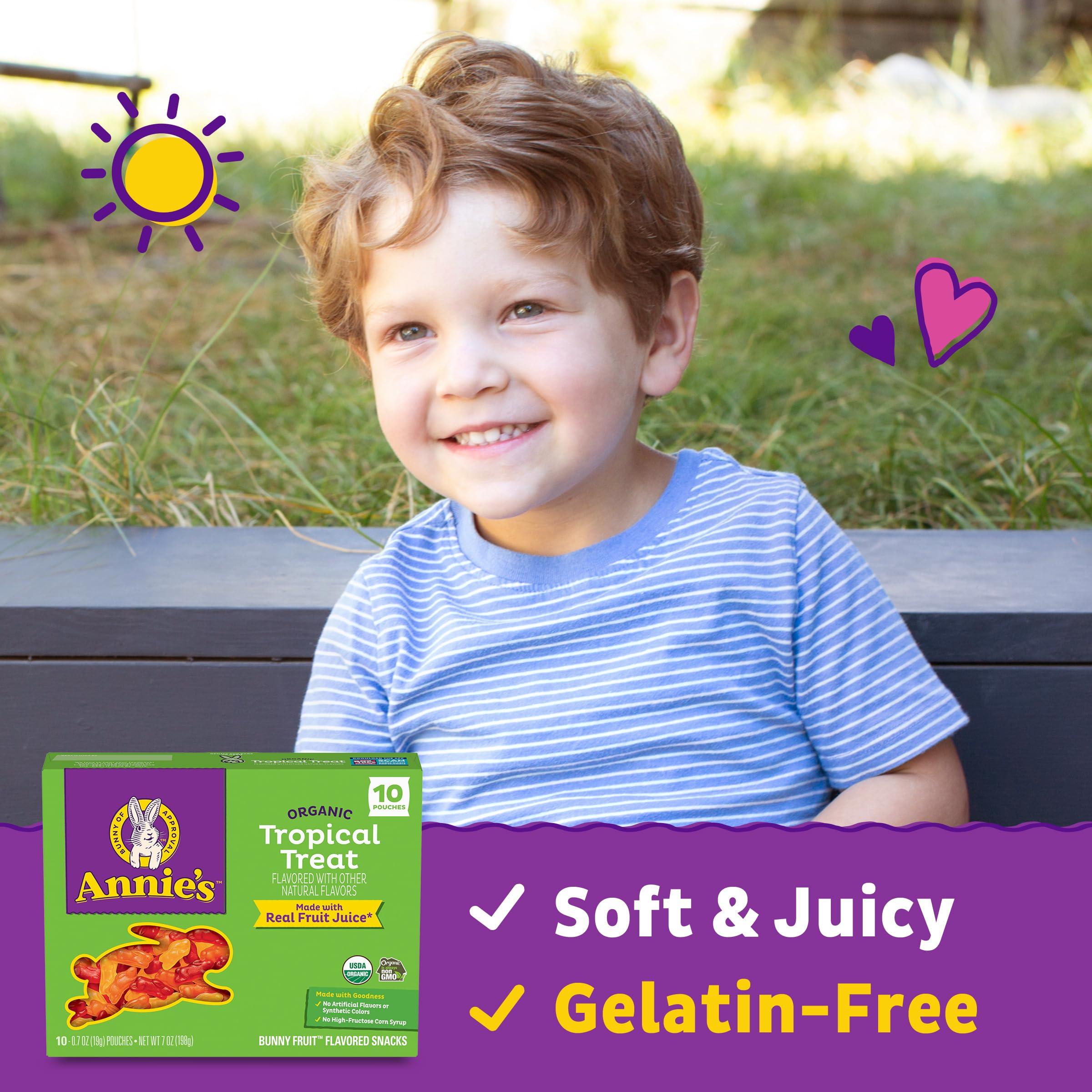 Annies Annie\'s Organic Bunny Fruit Flavored Snacks, Tropical Treat, Gluten Free, 10 Pouches, 7 oz.