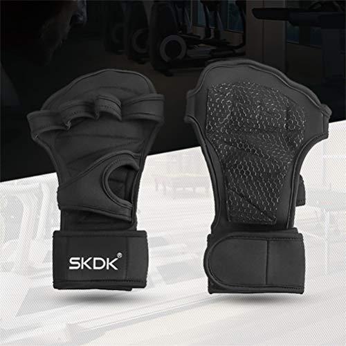 N-A Cross Training Gloves Non-Slip Palm Silicone Weight Lifting Glove to Avoid Calluses Perfect for WODs & Weightlifting with Wrist Wrap Support, Ideal for Both Men & Women Black