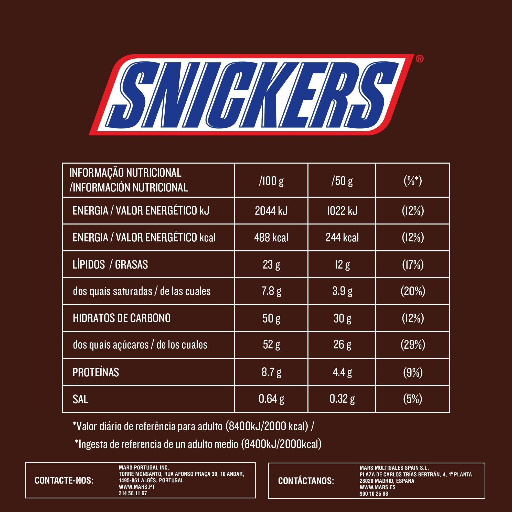 Snickers Snickers Bar with Caramel and Roasted Peanuts Chocolate Covered, 24 bars x50g (1200g)