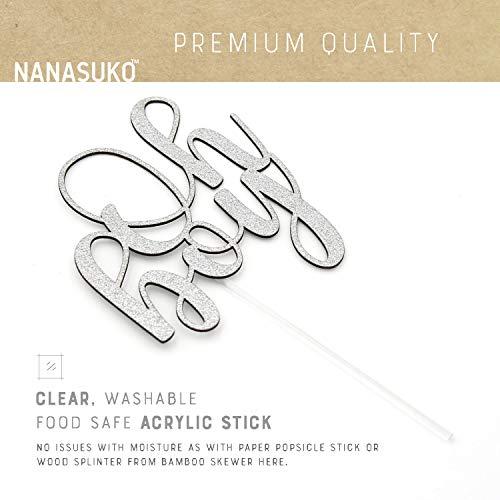 NANASUKO NANASUKO Baby Shower Cake Topper - Oh boy - Double Sided Silver Glitter - Premium Quality Made in USA