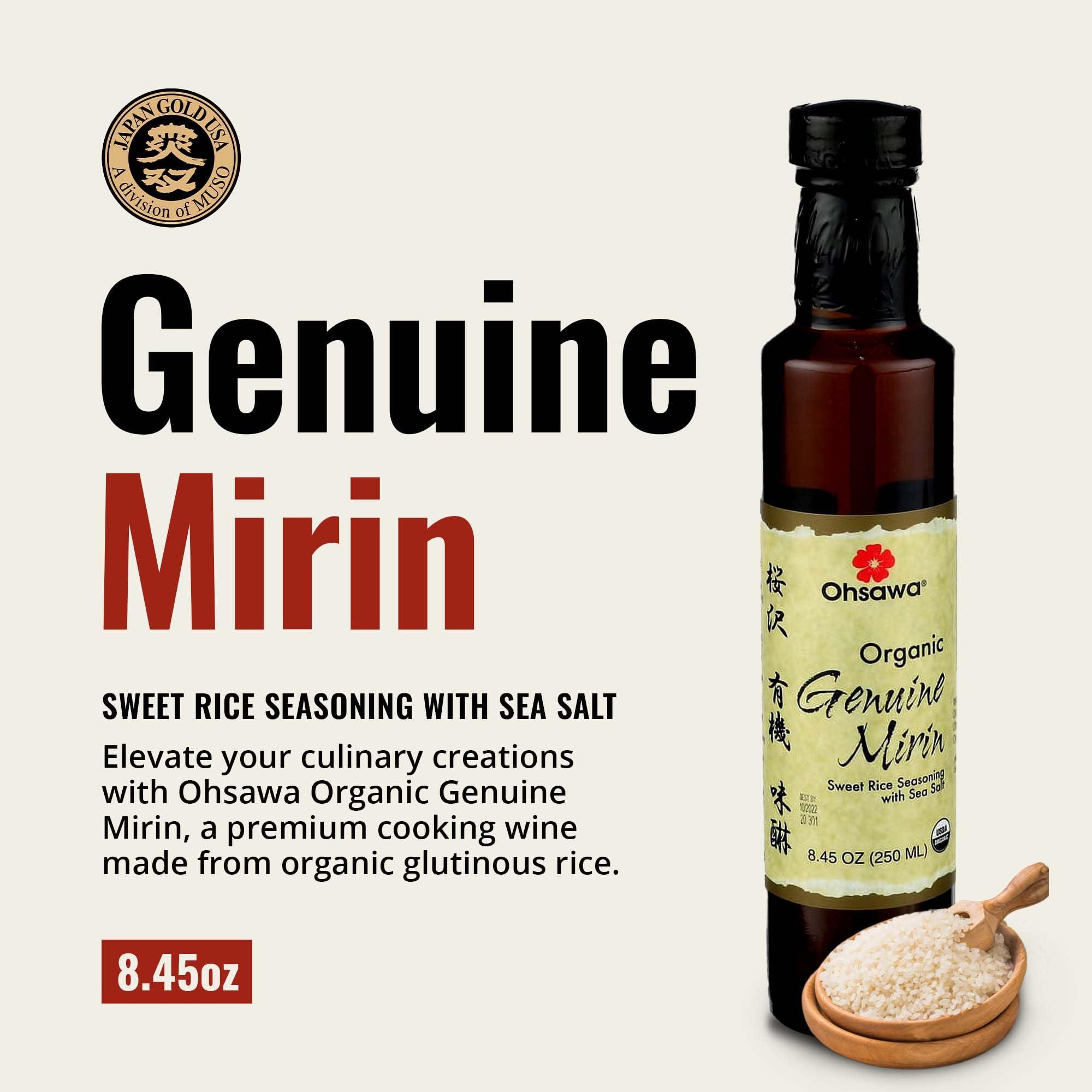 OHSAWA® Ohsawa - Genuine Mirin, Authentic Japanese Sweet Cooking Wine, Vegan, Non-GMO, USDA Certified, Ideal for Sauces, Marinades - 8.45 oz