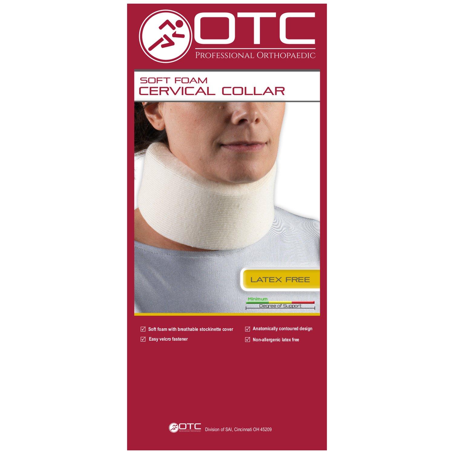 OTC OTC Cervical Collar, Soft Contour Foam, Neck Support Brace, White Average 3\" Depth, Large (Pack of 2)