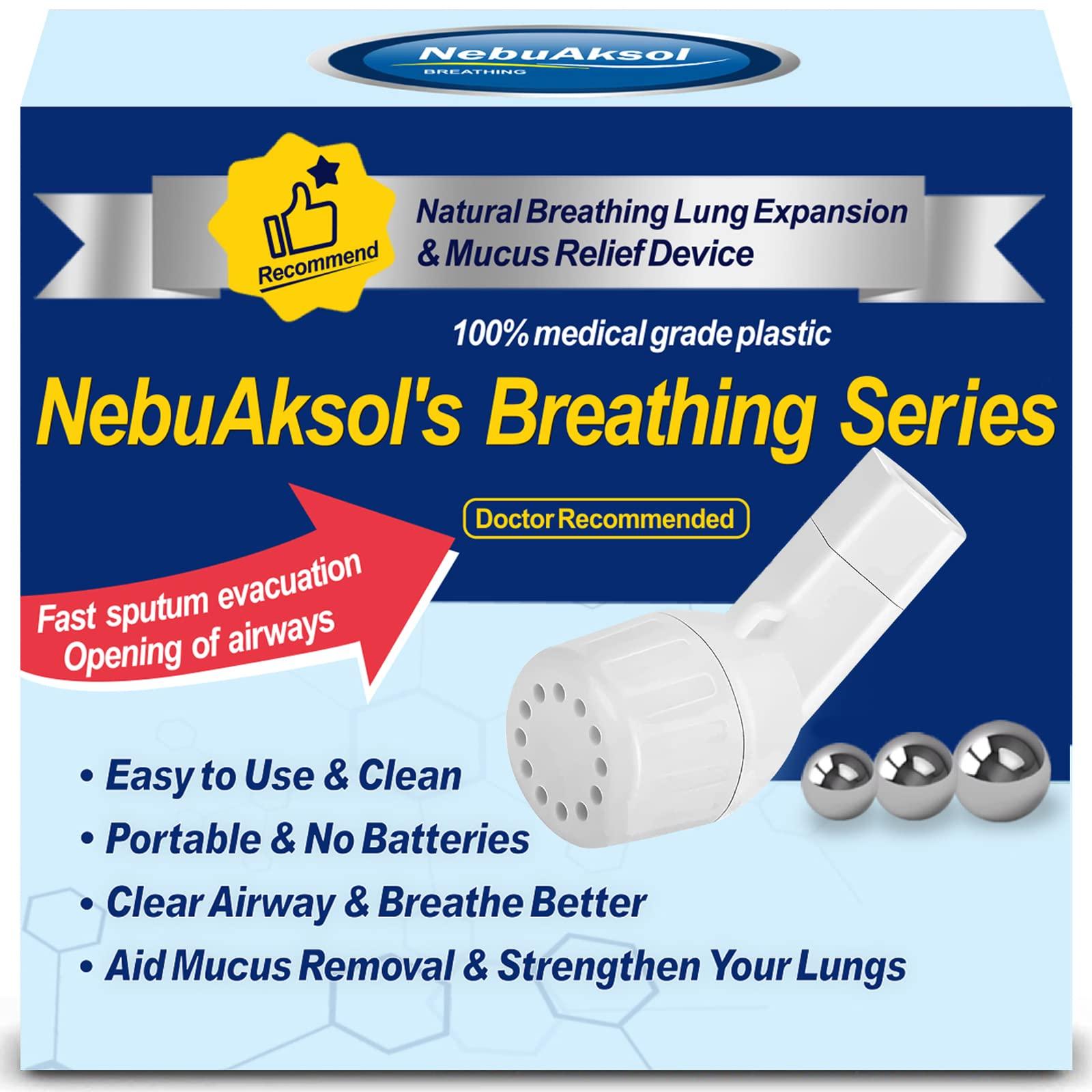 NebuAksol Lung Exerciser Device, Breathing Exercise Device for Lungs, Valve Mucus Removal Device, Mucus Clearance and Lung Expansion Device