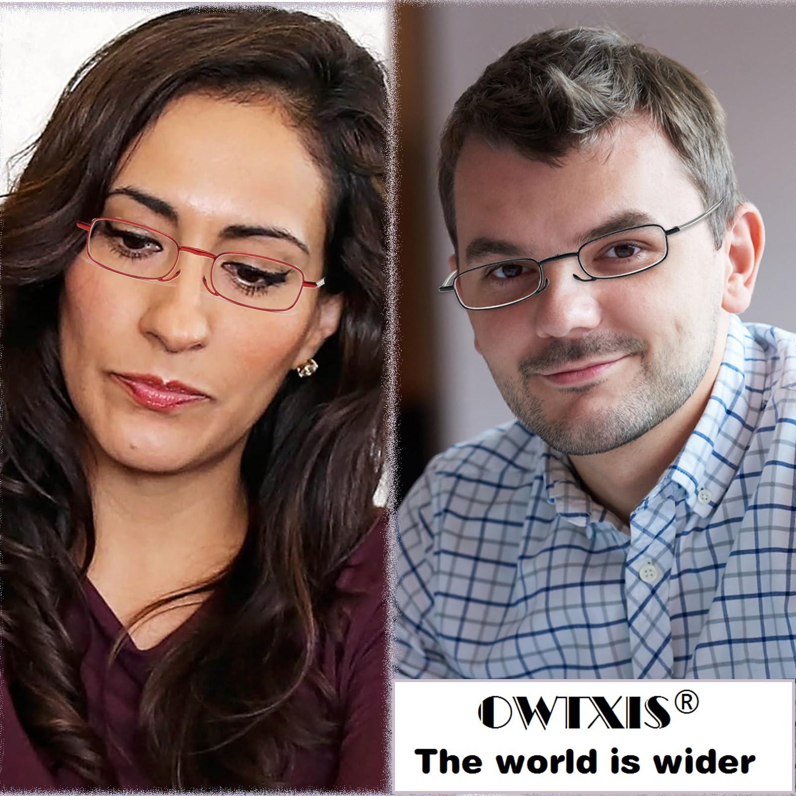 OWTXIS OWTXIS 3 Pack Folding Reading Glasses for Men Women, Keychain Compact Readers Blue Light Portable Pocket Eyeglasses (Black, Gunmetal, Red, 2.75)