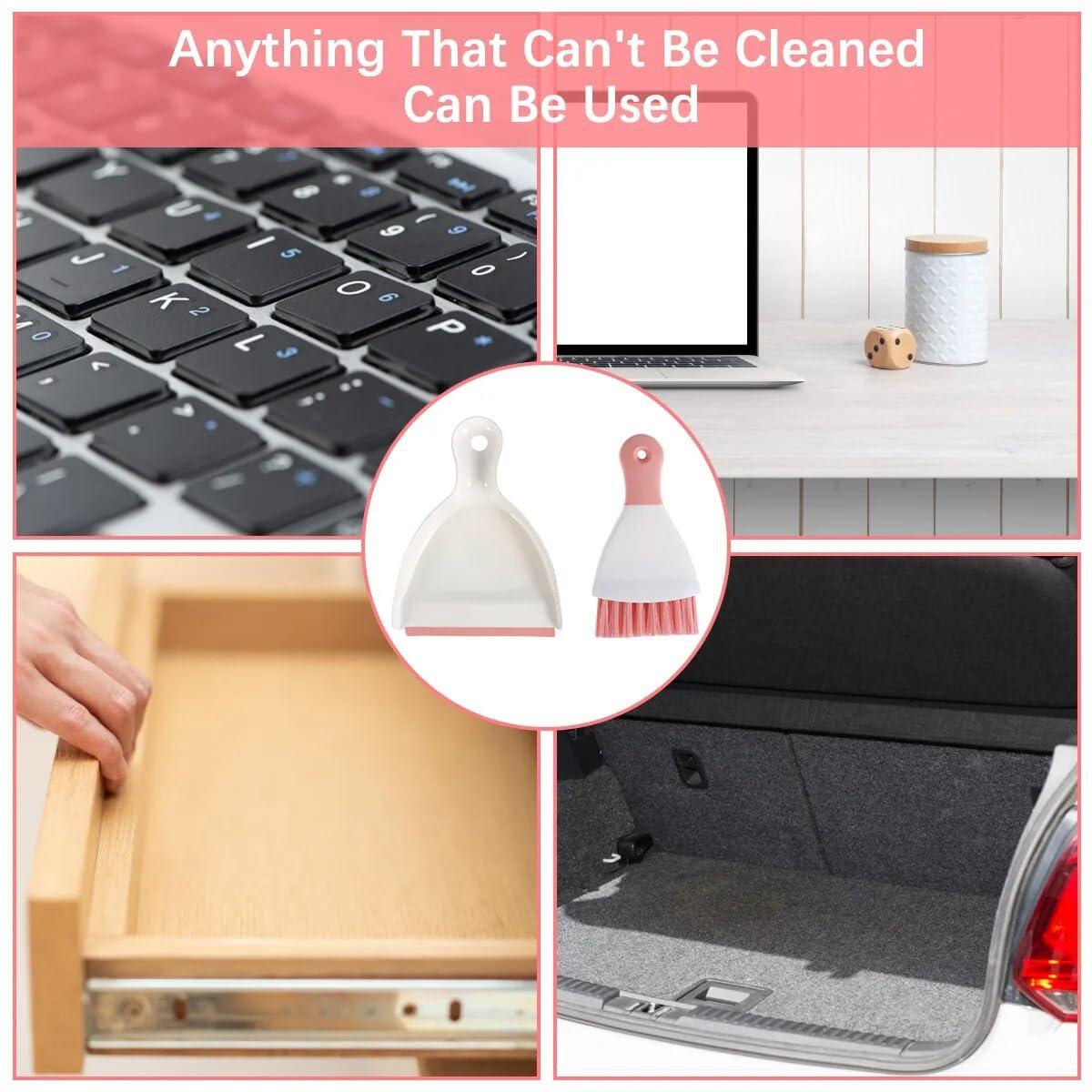 WDDBHSKN Dust pan Broom Brush Dustpan - Small Broom and Dustpan Set,Mini Broom and Dustpan,Small Dustpan and Brush Set for Home Cleaning, Sofa, Desk, Guinea Pig Cage, Cat Litter etc.Pink