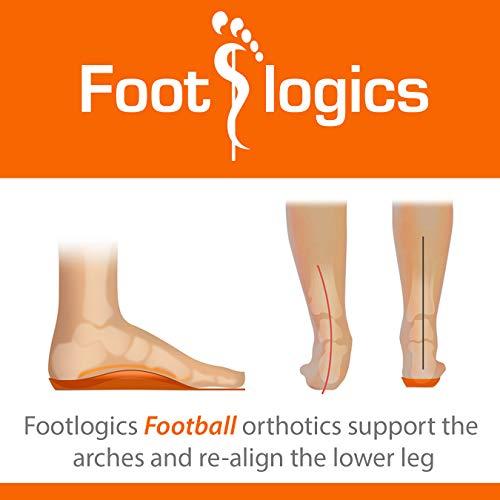 Footlogics Footlogics Full-Length Athletic Orthotic Soccer Cleat Insoles with Arch Support for Heel Pain, Ball of Foot Pain (Metatarsalgia), Flat Feet - Football, Pair, M