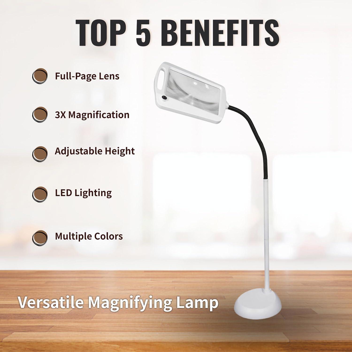daylight Full-Page Floor Magnifying Lamp - Metal,Silver