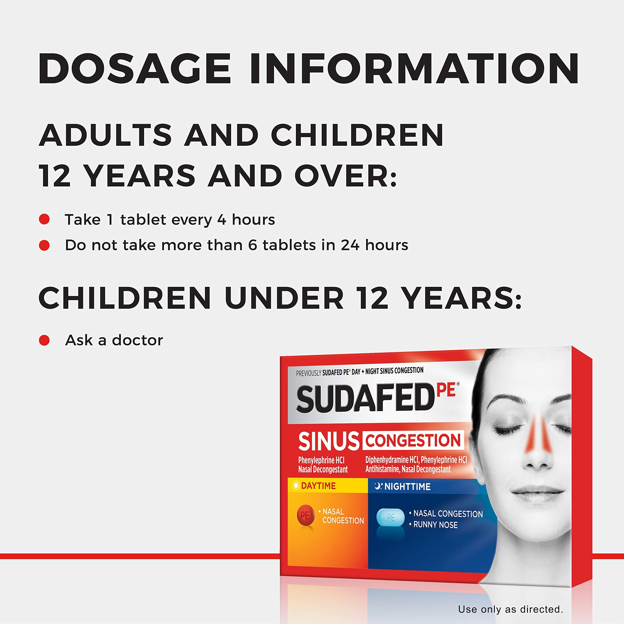 Sudafed Sudafed PE Sinus Congestion Maximum Strength Non-Drowsy Decongestant Tablets, 36 ct & PE Day and Night Sinus Pressure & Congestion Tablets, 20 Count