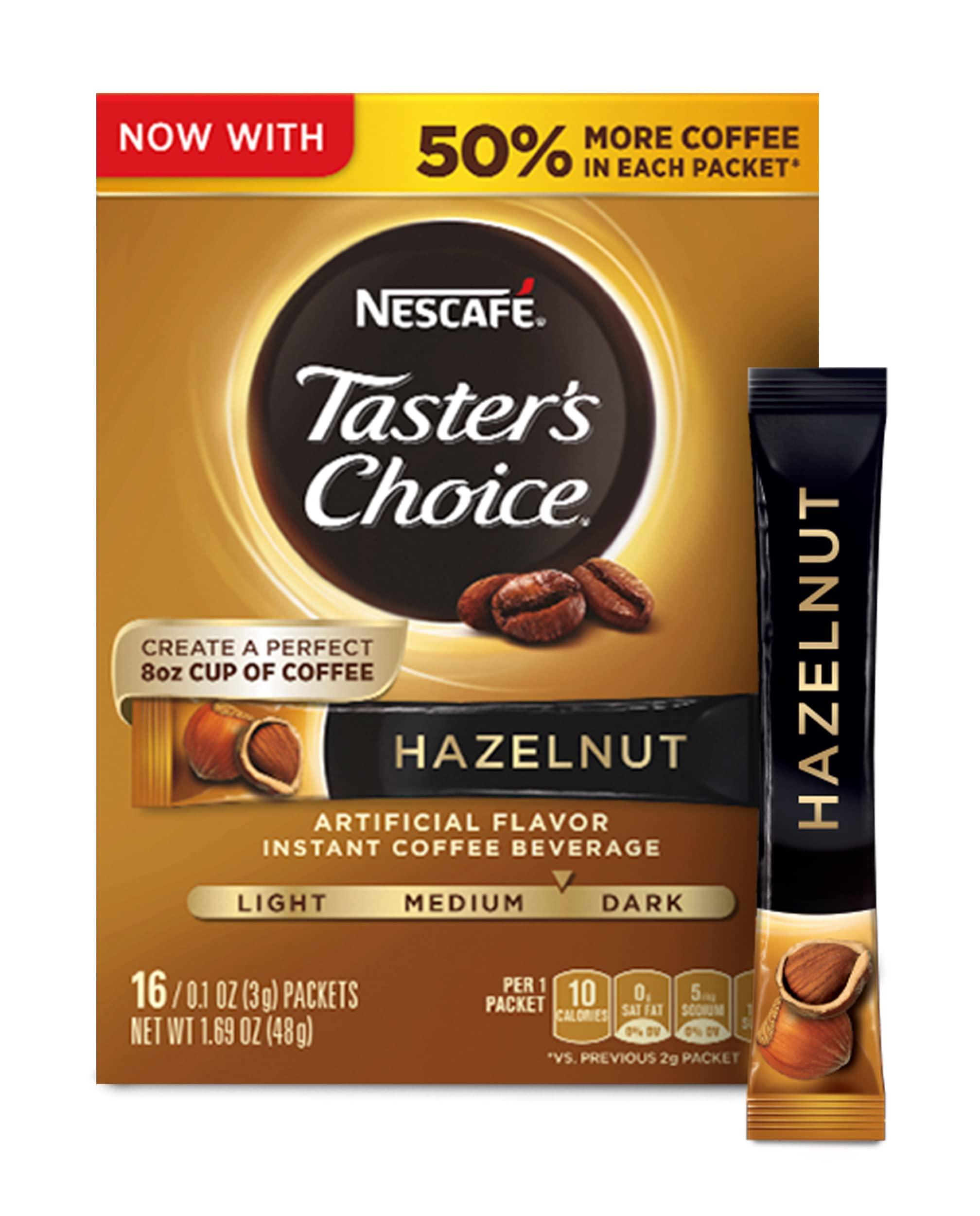 Nescafé Nescafé, Taster's Choice, Instant Coffee Beverage, Hazelnut, 16 Packets, 0.1 oz (3 g) Each - 2pc