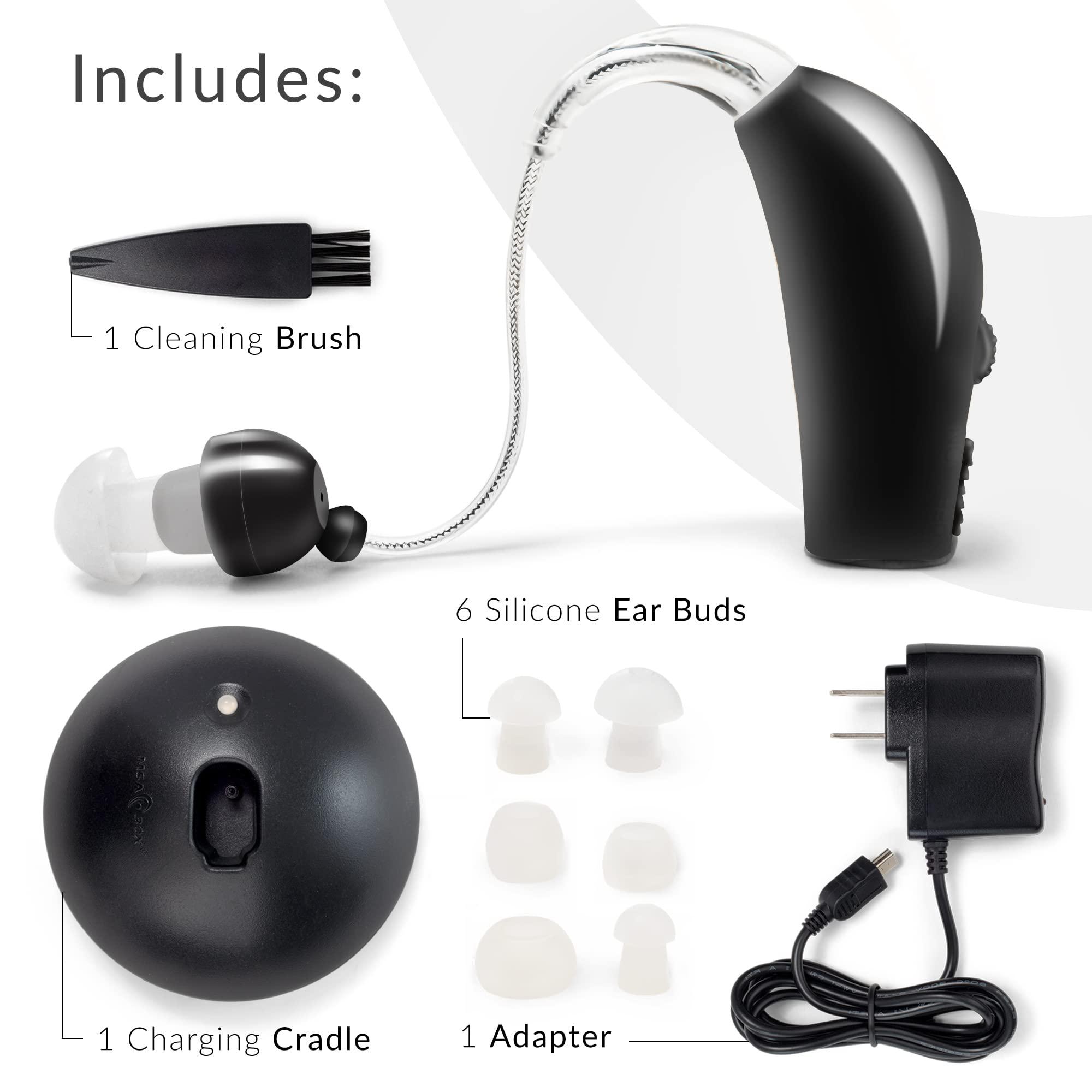 MSA 30X MSA PRO Sound Amplifier, Amplifies Sound by 30 Times, Alternative to Hearing Aids for Seniors, Up to 20 Hours Continuous Use, Lightweight, Nearly Invisible, Adjustable Volume, Fast Charging, Black, 1ct