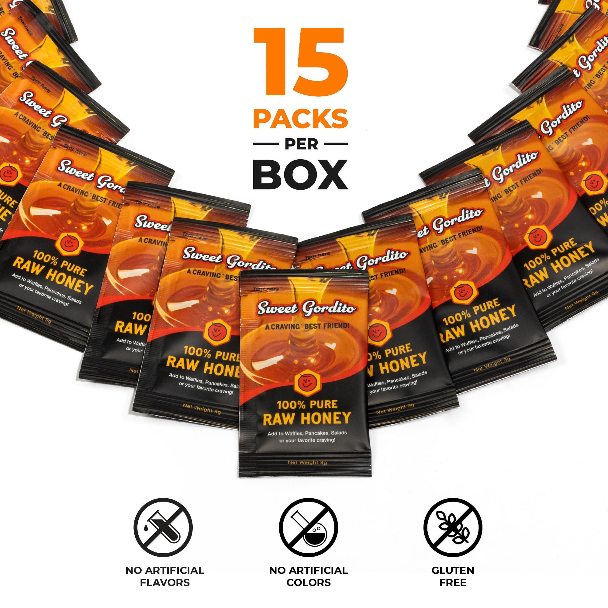 Sweet Gordito Raw Honey Sachets Ziplog (15 pack) - Ideal for coffee! Each Ziplog contains 15 sachets of 9g of delicious raw honey, perfect for on-the-go. Small size and portability make it easy to enjoy the sweet taste without refrigeration. Perfect for sweetening