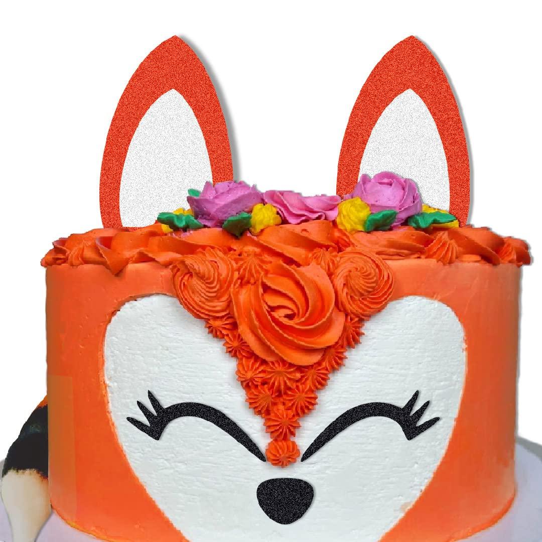 ChoJoy Fox Cake Topper Fox Ears Set Cake Decorations for Fox Themed Birthday Party