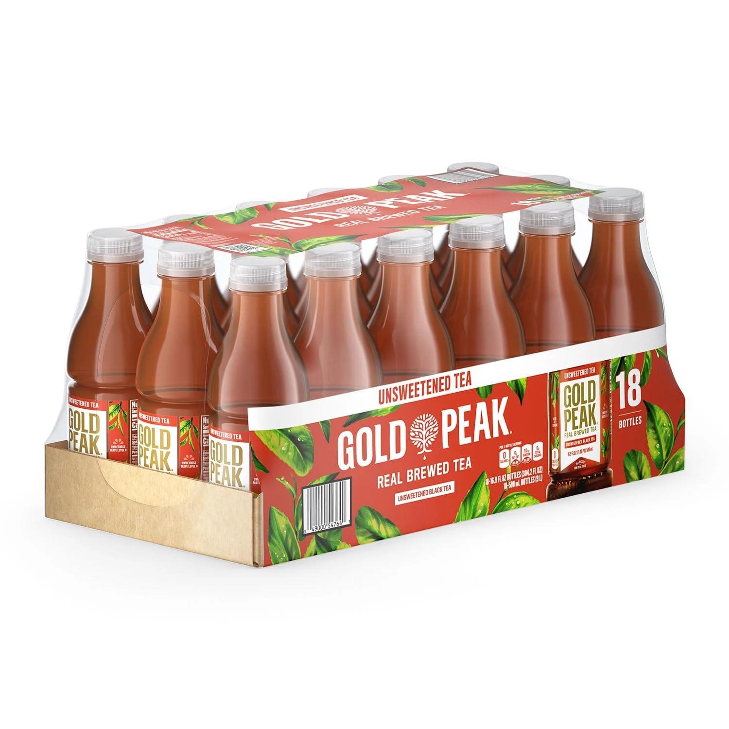 Gold Peak Gold Peak Unsweetened Tea, 16.9 Fluid Ounce (Pack of 18)