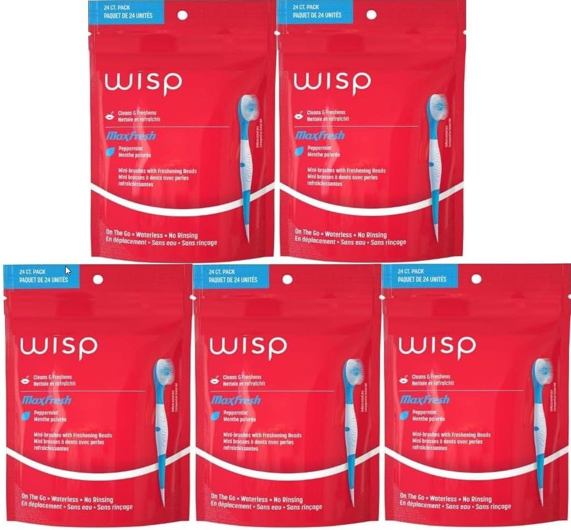 Generic Colgate Max Fresh Wisp Disposable Mini Toothbrush, Peppermint - 24 Count, 5-Pack