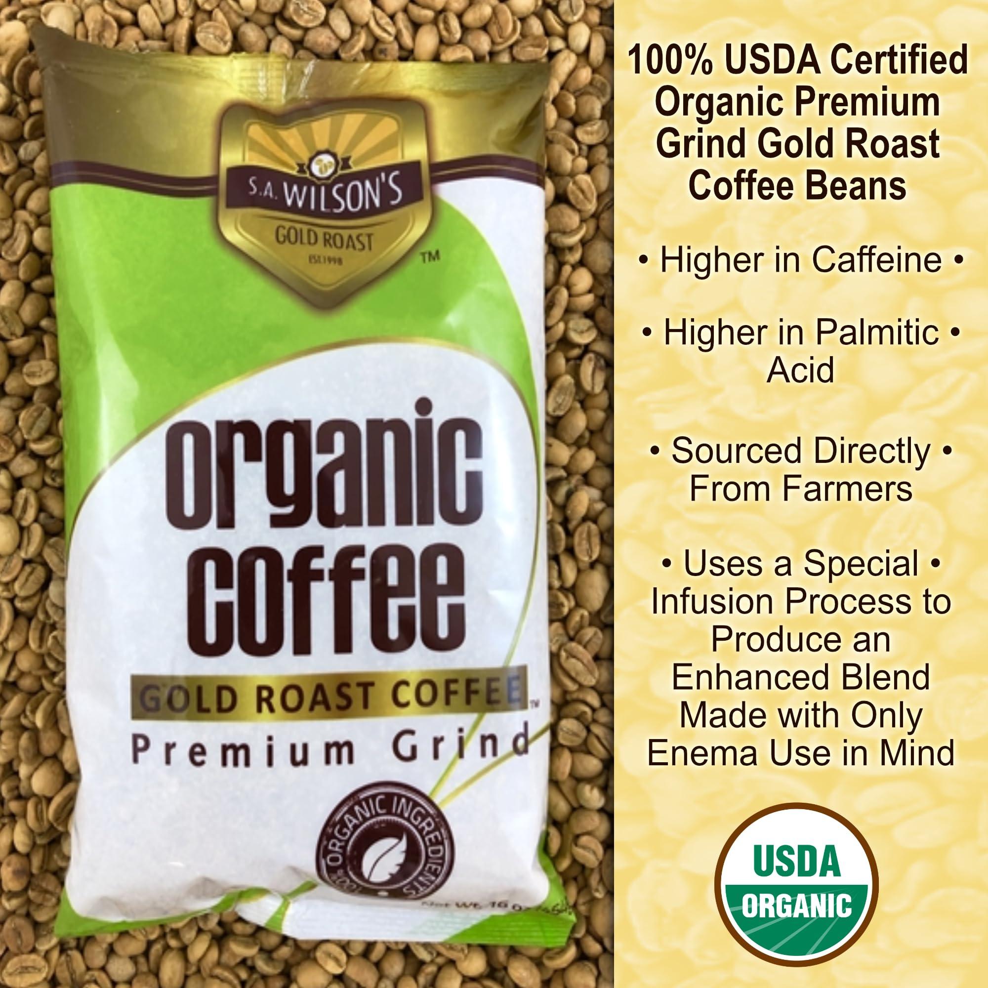 Lumintrail SA Wilson\'s Organic Enema Coffee,Ground Coffee, Certified Organic Coffee, 1 LB Gold Roast Enema Coffee, High Caffeine, 2 Pack Bundle with a Lumintrail Measuring Spoon Set