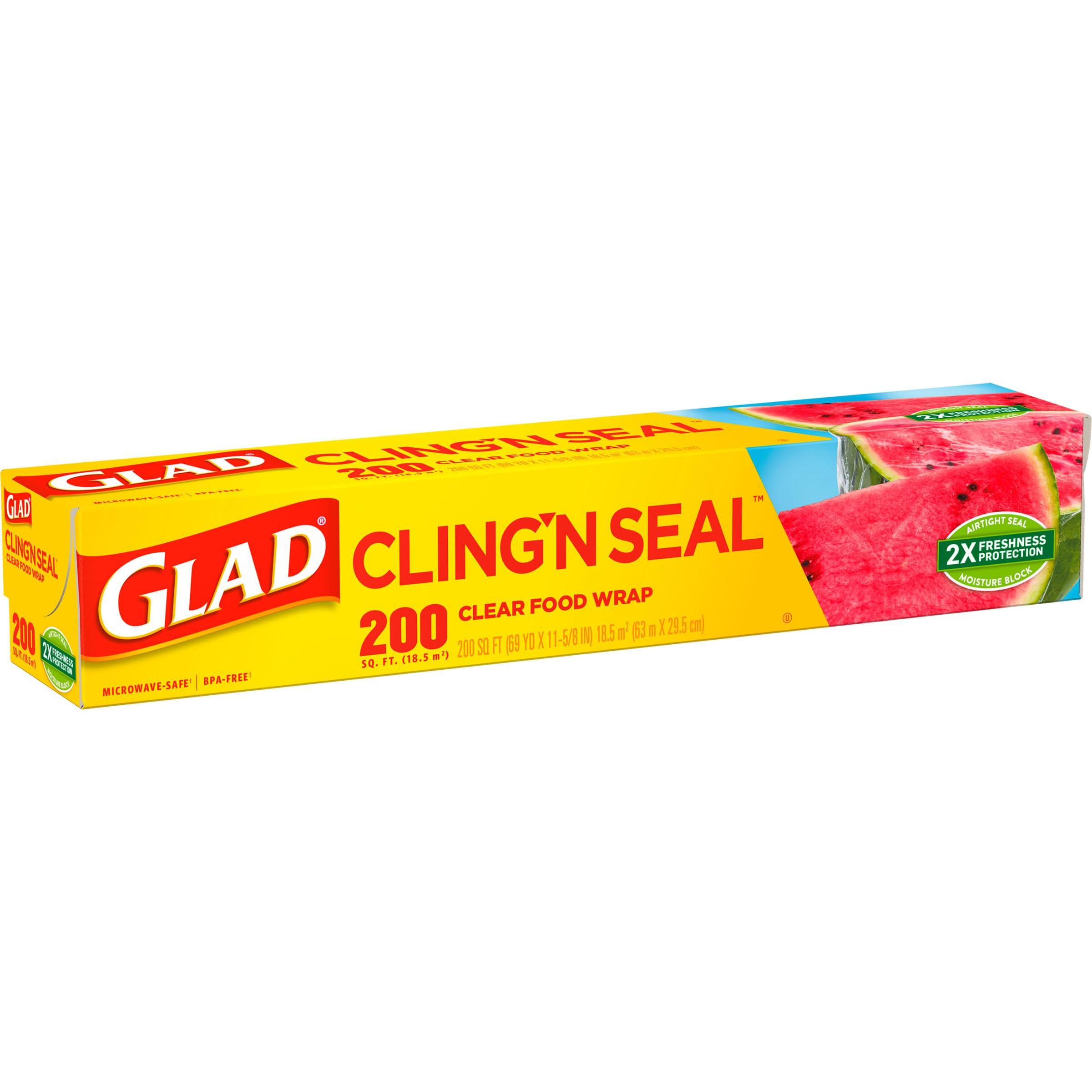 Glad Glad Cling N Seal Plastic Food Wrap, 200 Square Foot Roll, Pack of 12, Pack May Vary