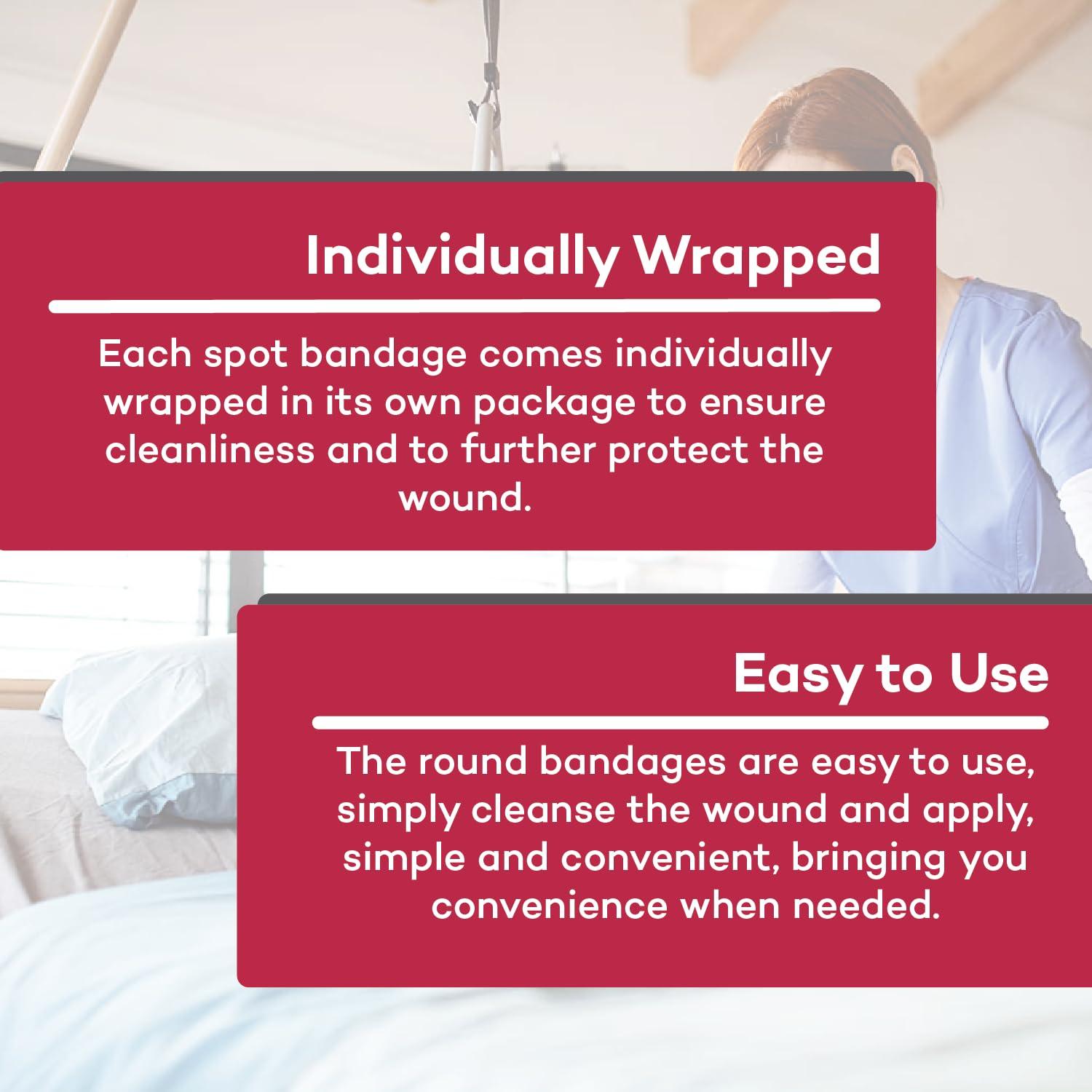 Dealmed Dealmed Sheer Plastic Spot Bandages  7/8 Small Round Sterile Strips, Adhesive Outer with Non-Stick Pad, Latex Free, Wound Care for First Aid Kit, 100 per Box (2 Pack)