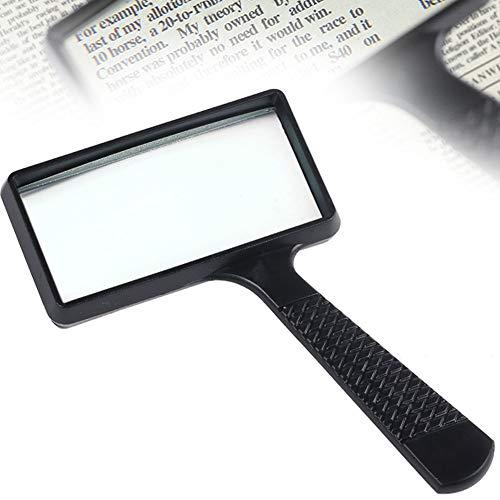 HACSYP Magnifying Glass 5X Magnifying Glass Jewelry Identify Hand Loupe Glass Lens Reading Magnifier Rectangular Shape Long Handle Old Man Students