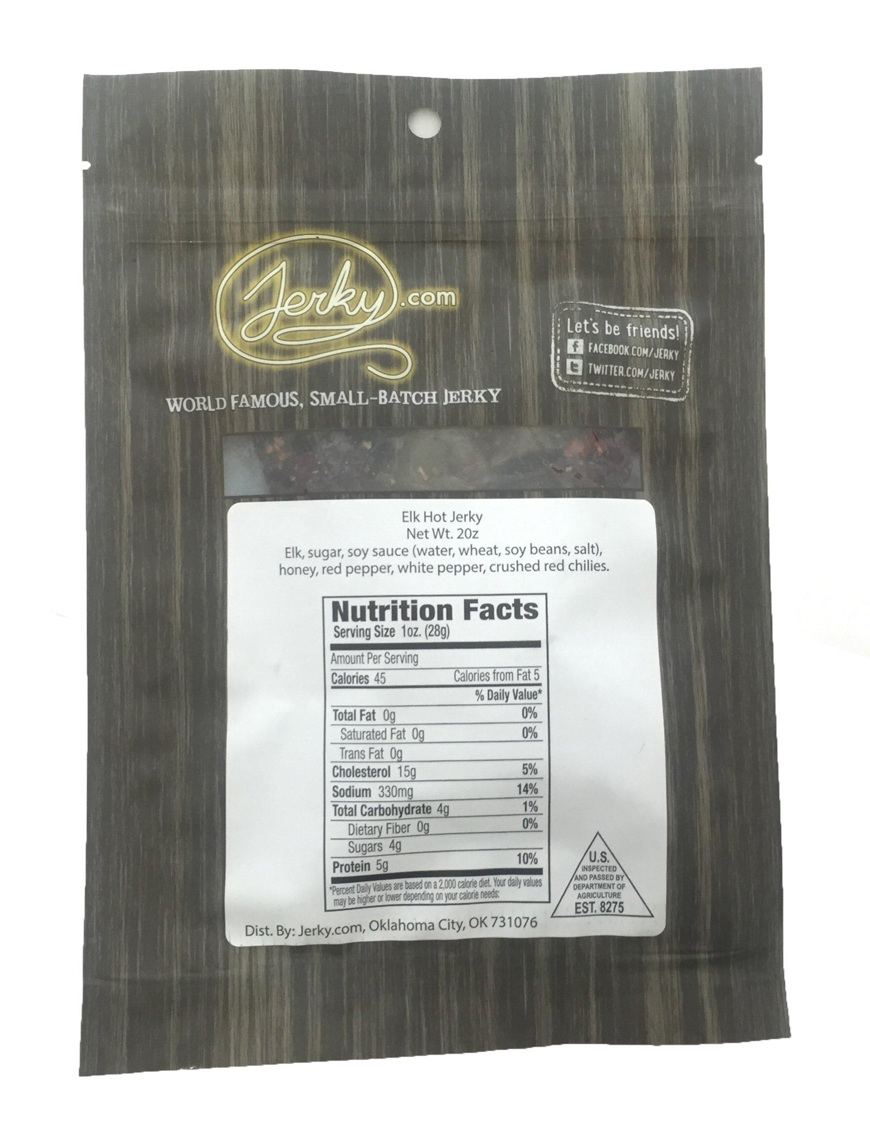 Jerky.com Jerky.com\'s Exotic Hot Elk Jerky - Wild Game Meat Snacks, Exotic Snacks, High-Protein, All-Natural, No Added Preservatives - Healthy Snacks for Adults - 1.75 oz. (Pack of 3)