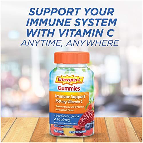 Emergen-C Emergen-C 750mg Vitamin C Gummies for Adults, Immune Support Gummies, Gluten Free, Strawberry, Lemon and Blueberry Flavors - 45 Count